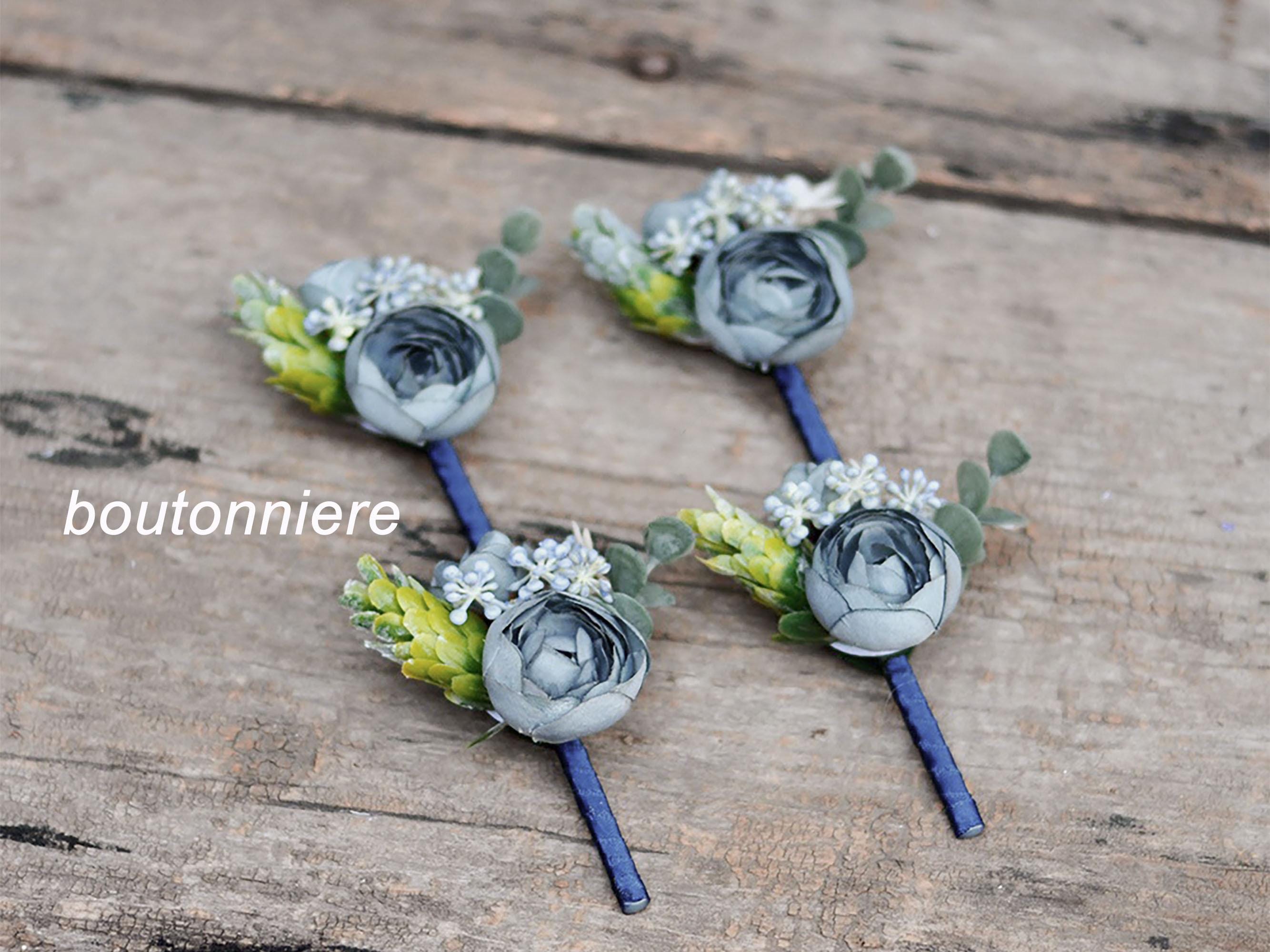 Vintage Blue Rose Bridal Bouquet, Navy Rose Peony Bridesmaid Bouquet, Retro Wedding Wildflower Boho Bouquet, Rustic Bridesmaid Bouquet
