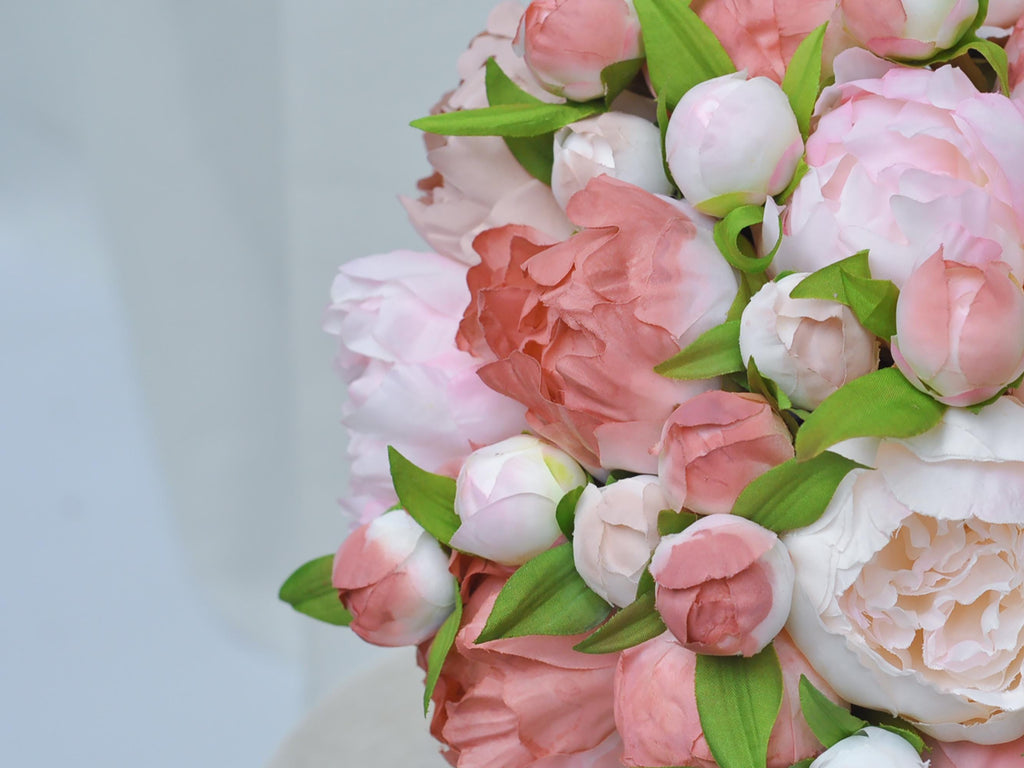 Silk Dusty Pink Peony Bouquet, Self Dyed Dusty Pink Wedding Bouquet, Double Peony Bouquet, Rustic Peony Bouquet, Princess Peony Gift For Her