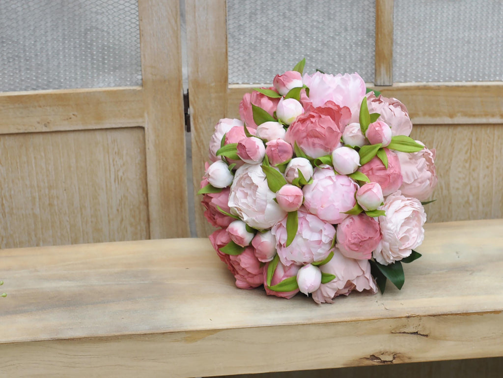 Silk Dusty Pink Peony Bouquet, Self Dyed Dusty Pink Wedding Bouquet, Double Peony Bouquet, Rustic Peony Bouquet, Princess Peony Gift For Her