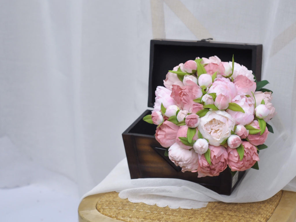 Silk Dusty Pink Peony Bouquet, Self Dyed Dusty Pink Wedding Bouquet, Double Peony Bouquet, Rustic Peony Bouquet, Princess Peony Gift For Her