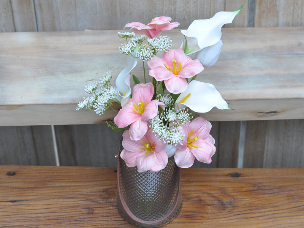 EVA Calla Lily Flower Bouquet, Tulip Floral Arrangements – Perfect For Rustic Wedding, Natural Flower Arrangement Gift For Her, Home Decor