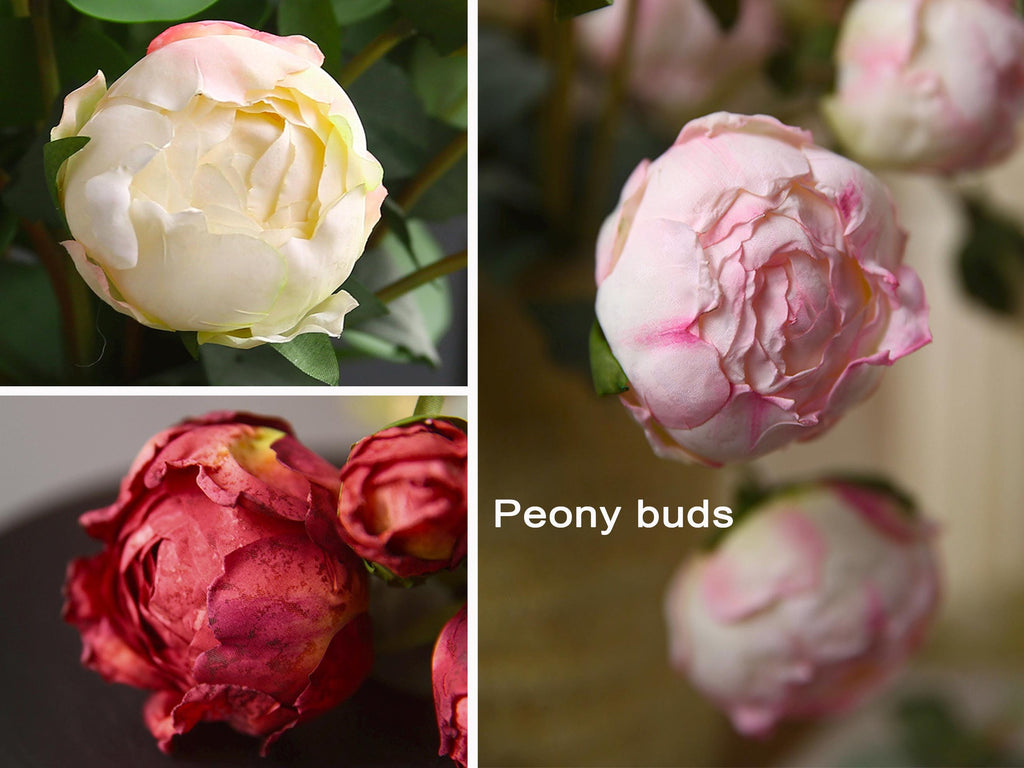 Burnt Peony Bouquet Mother’s Day Gift , Faux Peony Bud Floral Arrangements for Home Decor, Wedding Centerpiece, Bridal Shower, Gift for Her