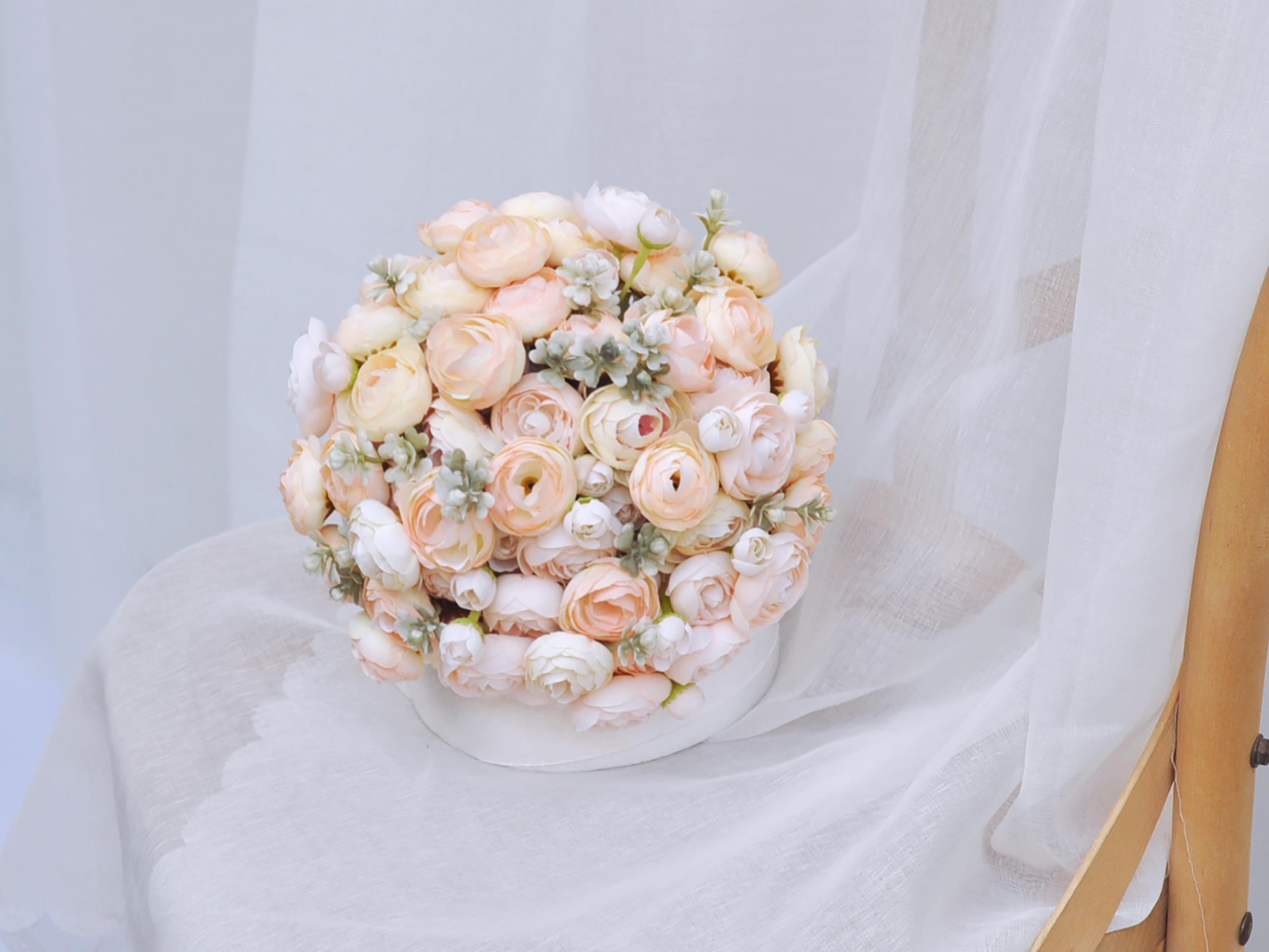 DIY Champagne Bridal Bouquet with Elegant Roses - Bridal accessories, Beach Wedding Bridesmaid Bouquet,Personalized Gift Ideas,Home Decor