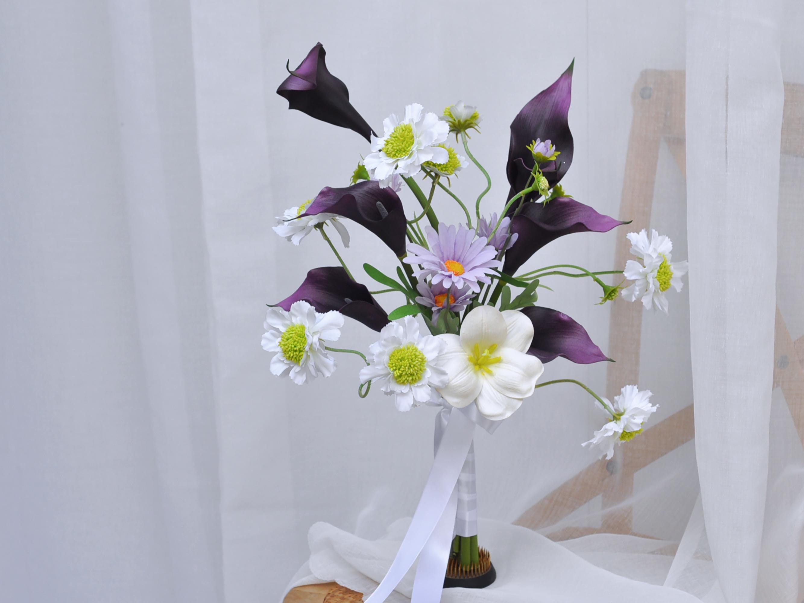 Calla Lily Flower Bouquet, EVA Pincushion Bridal Bouquet, Bridesmaid Bouquet Gift, Simple Table Centerpiece, Flower For Vase Home Decor Gift