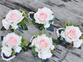 Rustic Real Touch Champagne Pink Rose Wrist Corsage, Real Touch Pearl Bracelet Mom, Boho Wedding Gift For Her, Anniversary Gift, Party Event