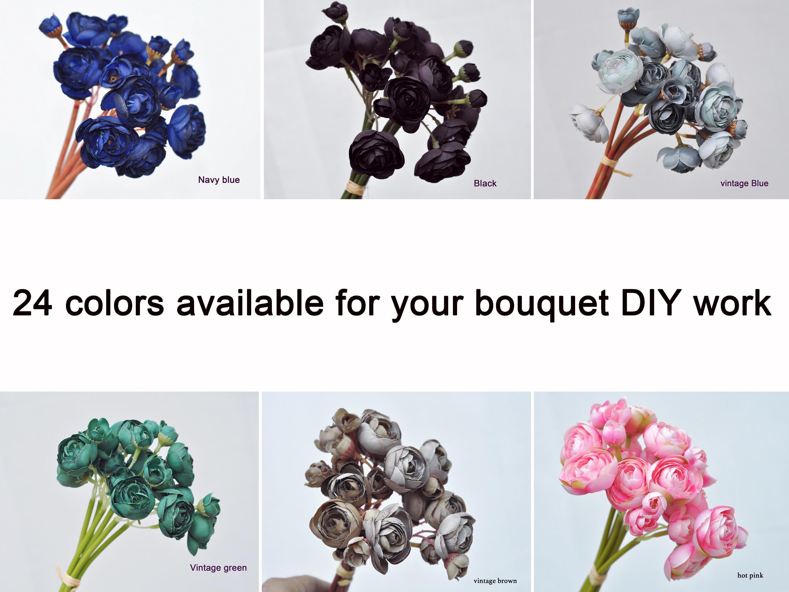 Dusty Rose Rose Stems – Faux Flower Bundle Perfect For DIY Wedding Bouquet, Wreath, Silk Ranunculus Centerpiece, Crafts & Arrangements
