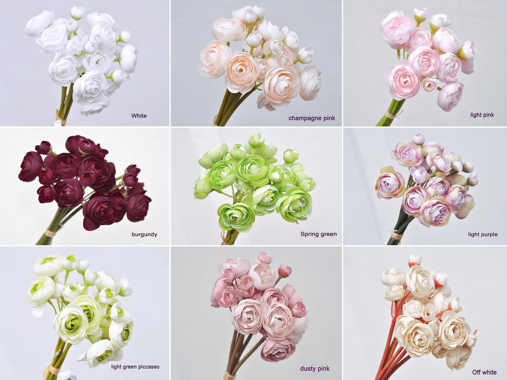 Royal Purple Rose Stems – Faux Flower Bundle Perfect For DIY Wedding Bouquet, Wreath, Silk Ranunculus Centerpiece, Crafts & Arrangements