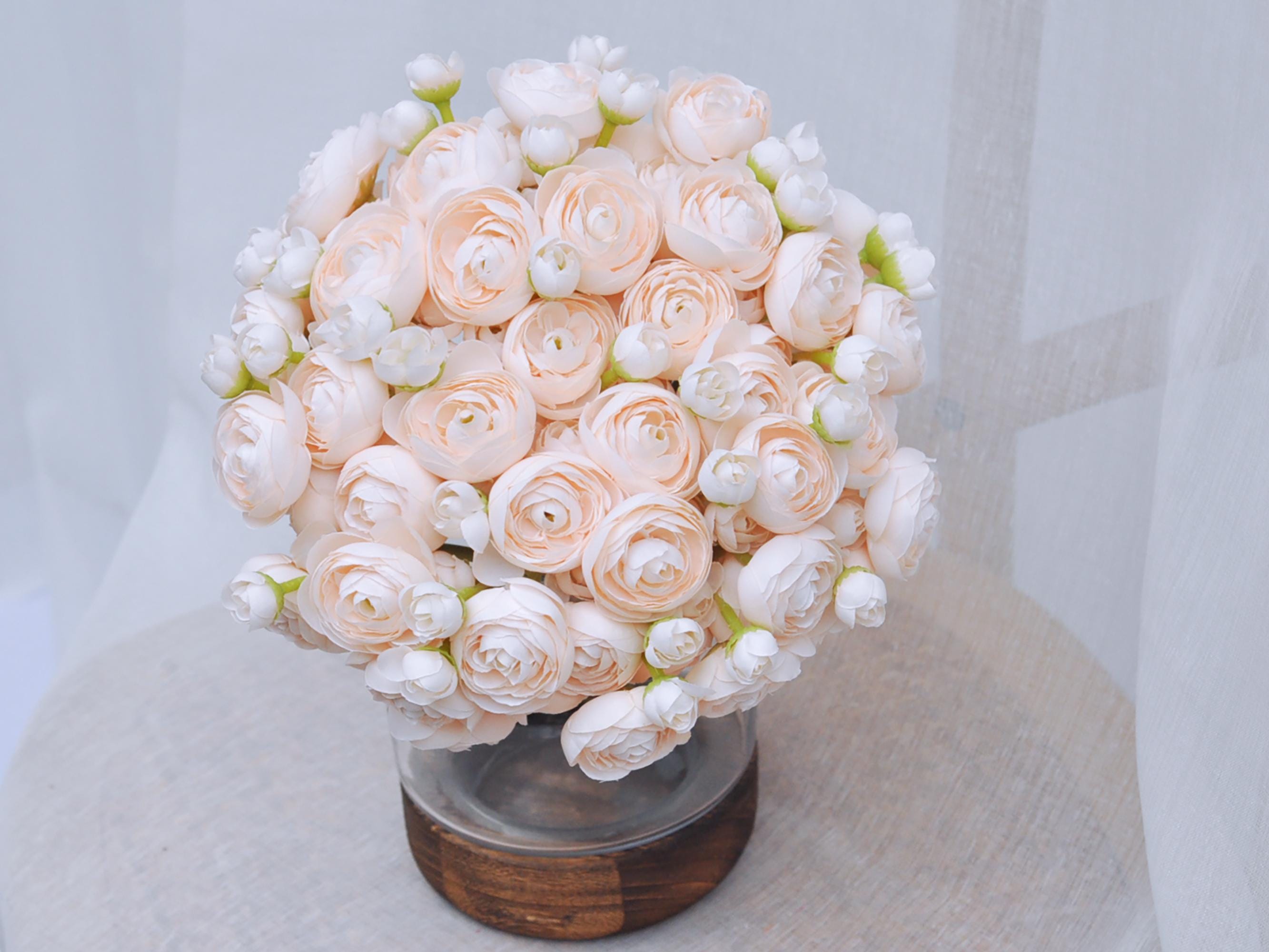 Dusty Rose Rose Stems – Faux Flower Bundle Perfect For DIY Wedding Bouquet, Wreath, Silk Ranunculus Centerpiece, Crafts & Arrangements
