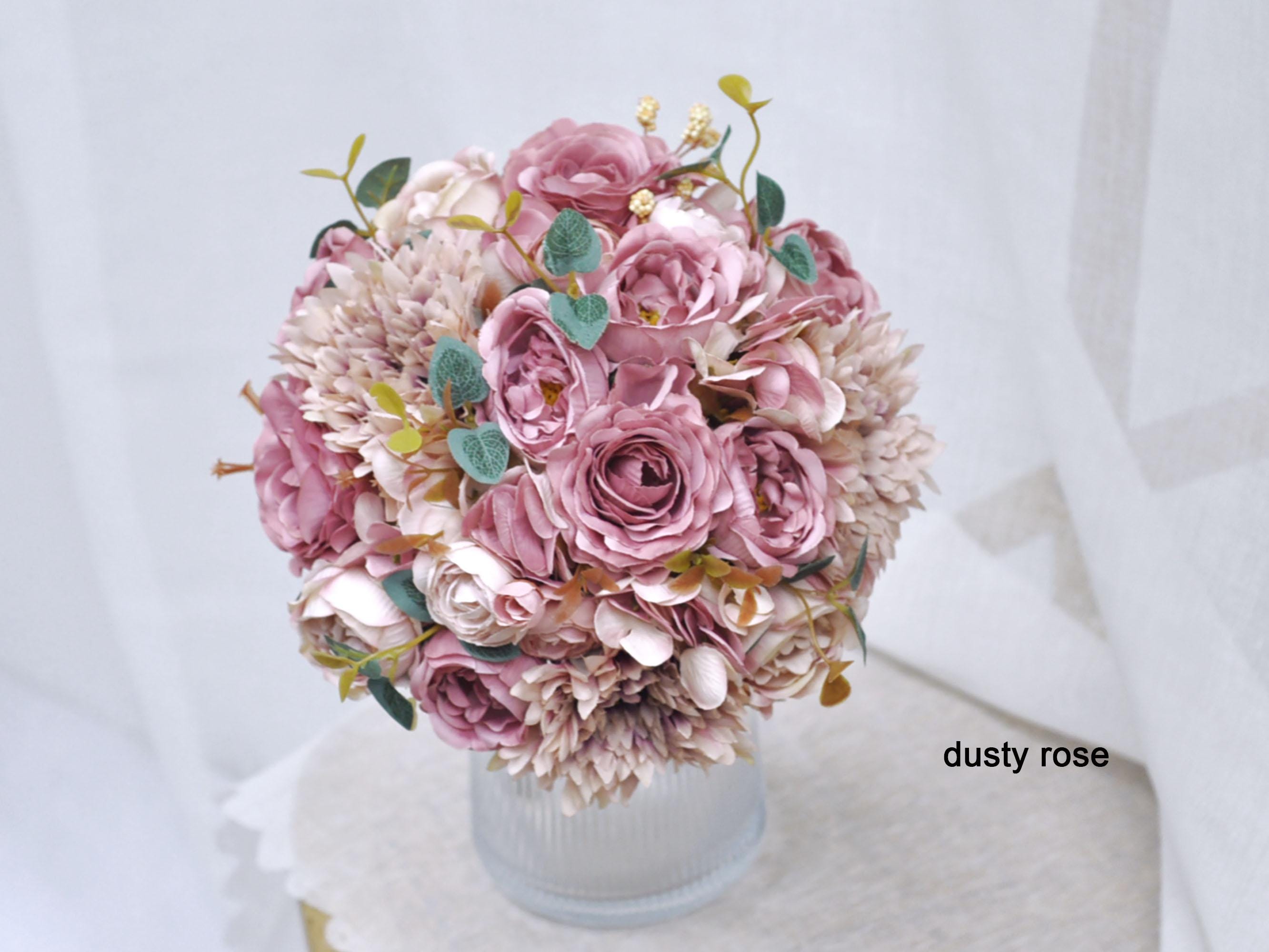 Classic Burgundy Red Bouquet, Perfect Flower Arrangement Gift For Table Centerpieces, Wedding Bouquet Ornaments And Bridesmaid Bouquet Gift