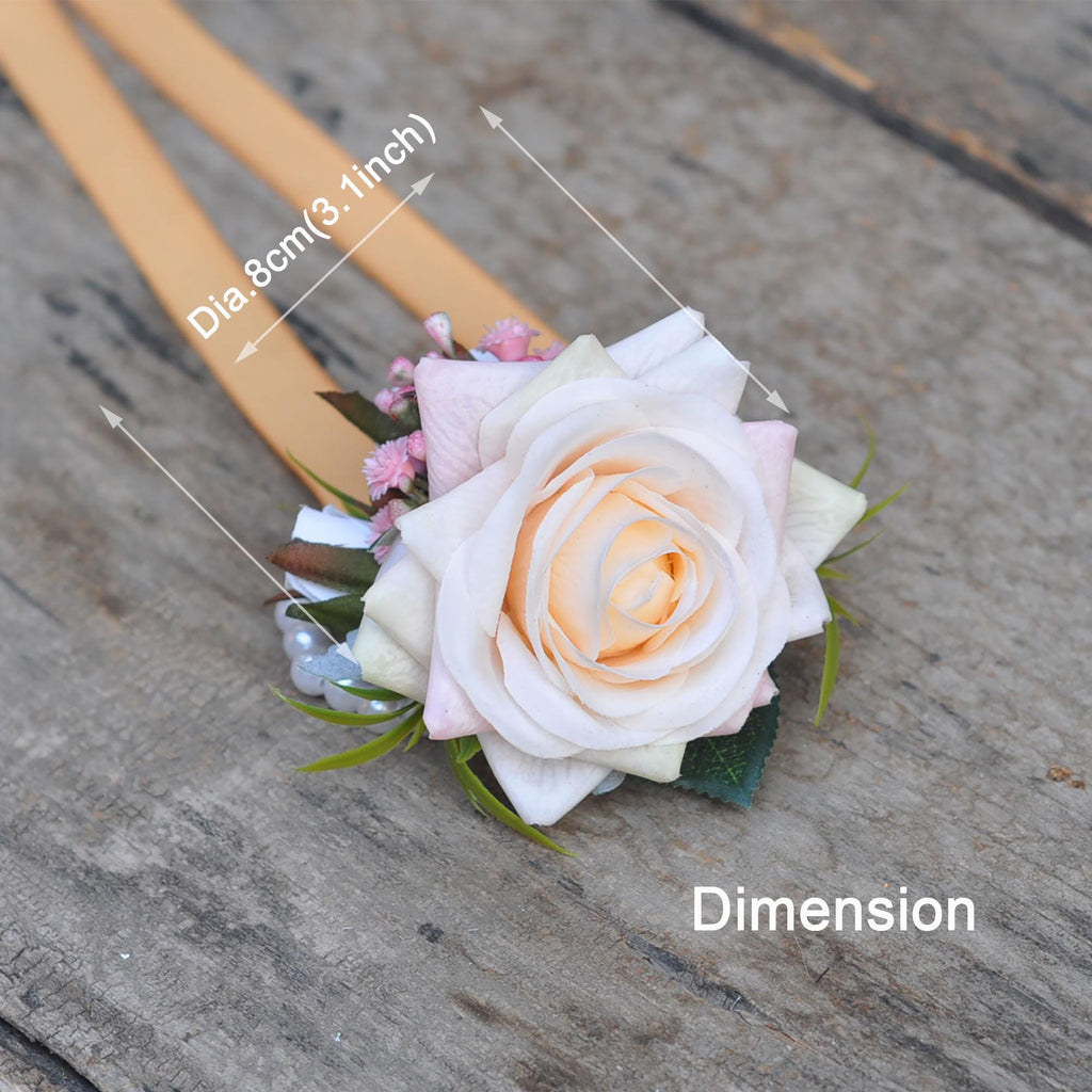 Personalized Champagne Pink Rose Pearl Bracelet Wrist Corsage, Bridesmaid Gift for Her, Mom, Bridal Accessories, Best Man Boutonniere Prom