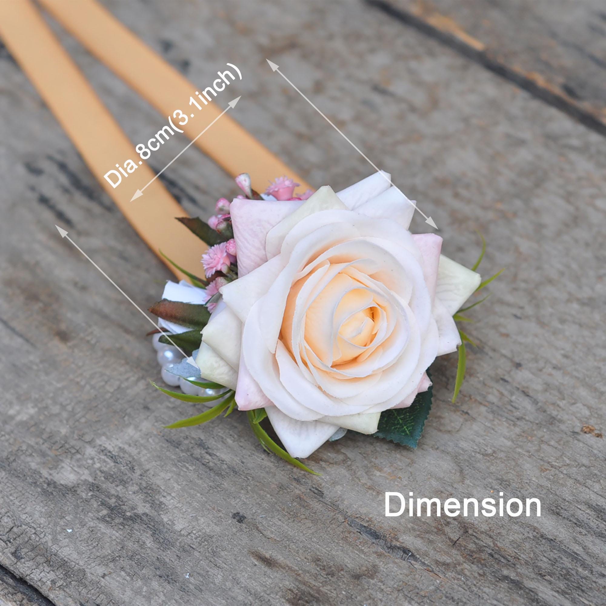 Personalized Champagne Pink Rose Pearl Bracelet Wrist Corsage, Bridesmaid Gift for Her, Mom, Bridal Accessories, Best Man Boutonniere Prom