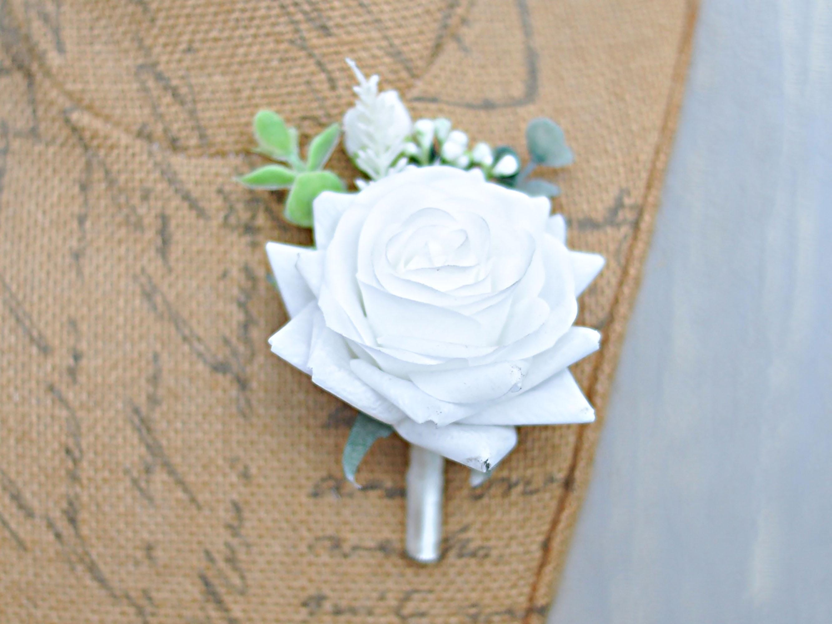 White Rose Pearl Wrist Bracelet, Real Touch Ribbon Corsage, Bridesmaid Gift for Her, Mom, Wedding Bridal Accessories, Best Man Boutonniere