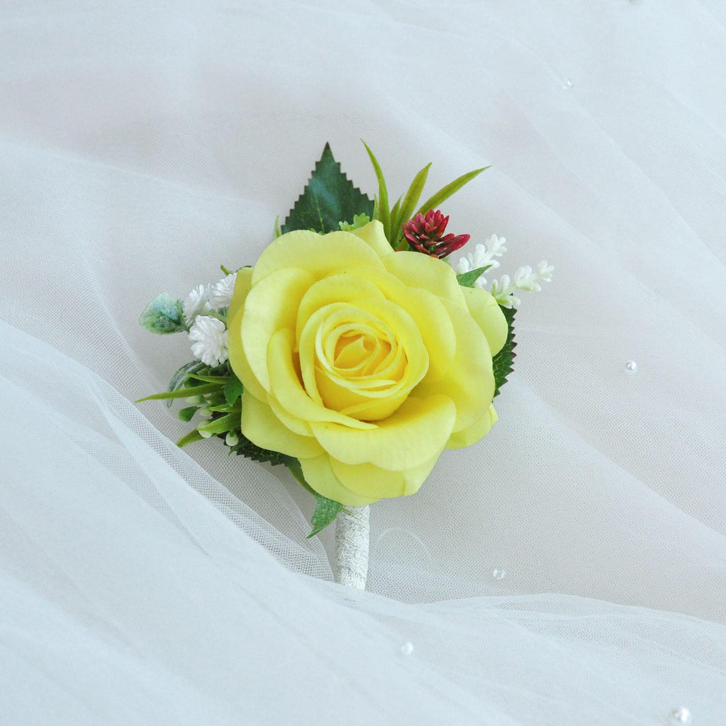 Real Touch White Rose Boutonniere Gift For Groom, Fathers, Groomsmen Gift, Wedding Pin Corsage, Dusty Pink Proposal Lace Prom Boutonniere