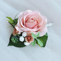 Real Touch White Rose Boutonniere Gift For Groom, Fathers, Groomsmen Gift, Wedding Pin Corsage, Dusty Pink Proposal Lace Prom Boutonniere