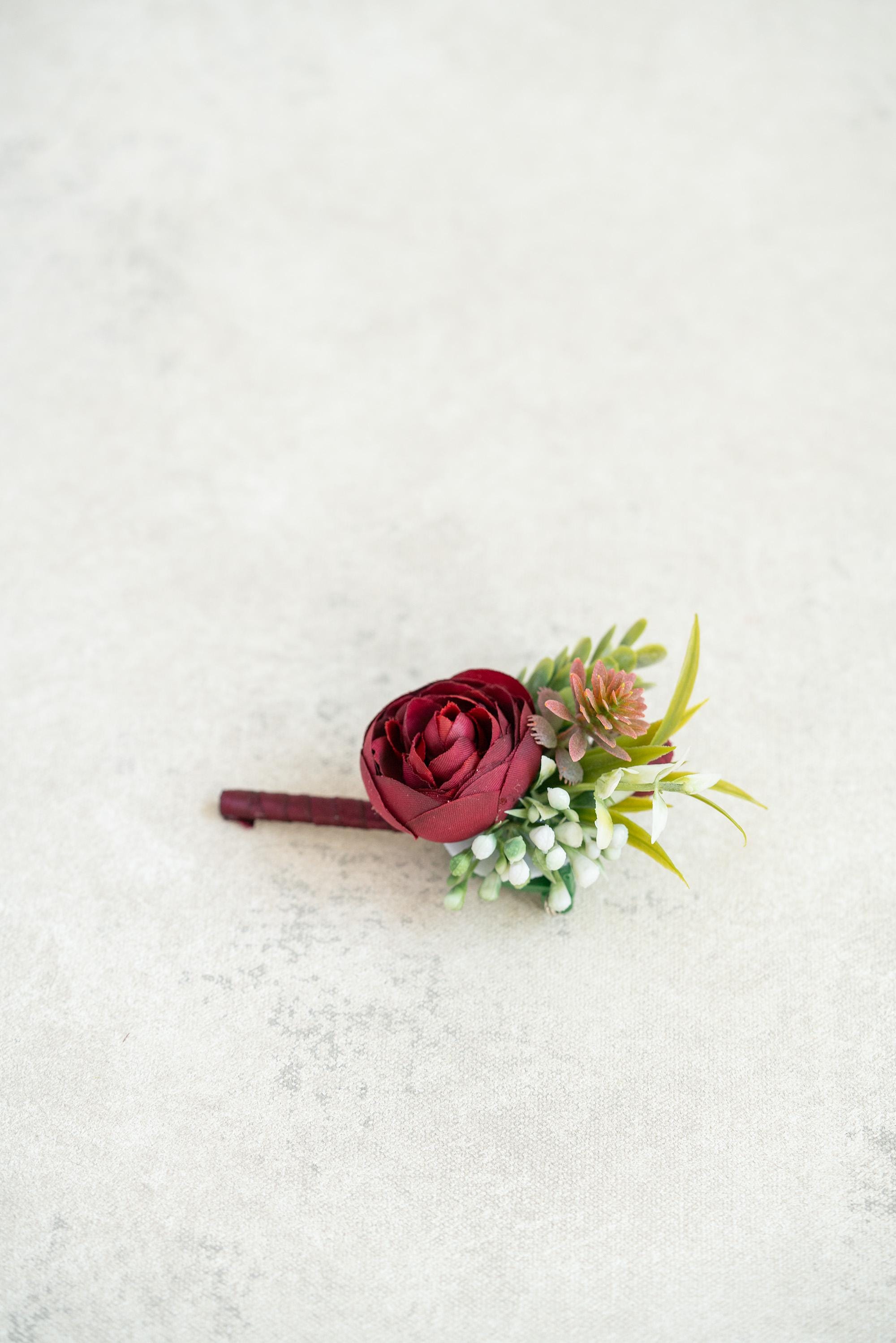 Burgundy Pearl Bracelet - Wrist Corsage Gift For Her BOHO Wedding,Bridesmaid,Prom,Mom,Dusty Rose Bridal Accessories, Best Man Boutonniere