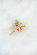 Dusty Rose Corsage for Romantic Wedding, Silk Ranunculus Pearl Bracelet Gift for Her, Flower Girl Corsage, Rustic Rose Prom Pin, Boutonniere