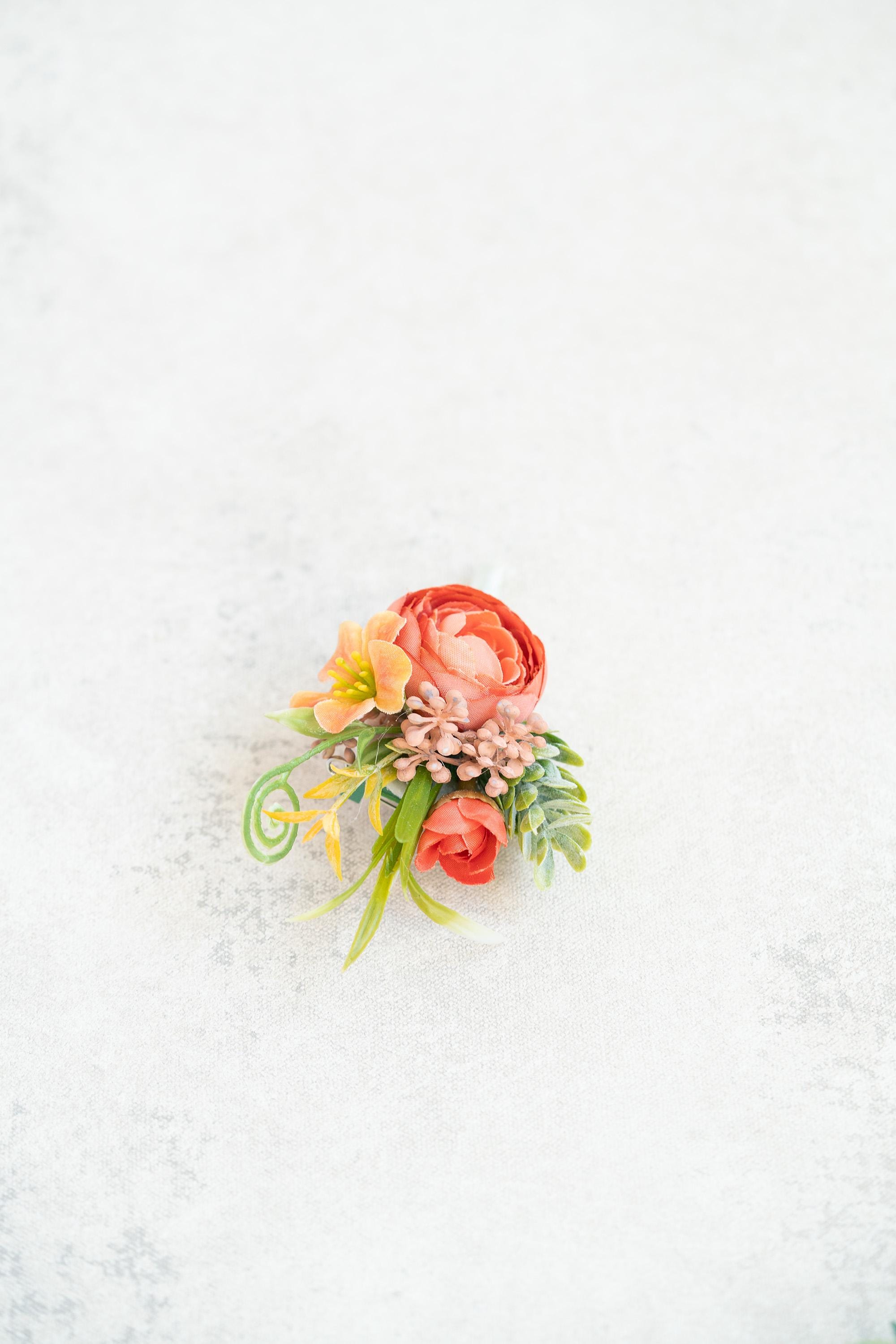 Bohemia Corsage for Boho Wedding, Silk Ranunculus Rose Pearl Bracelet, Flower Girl Corsage, Rustic Rose Prom Pin, Boutonniere, Gift for Her