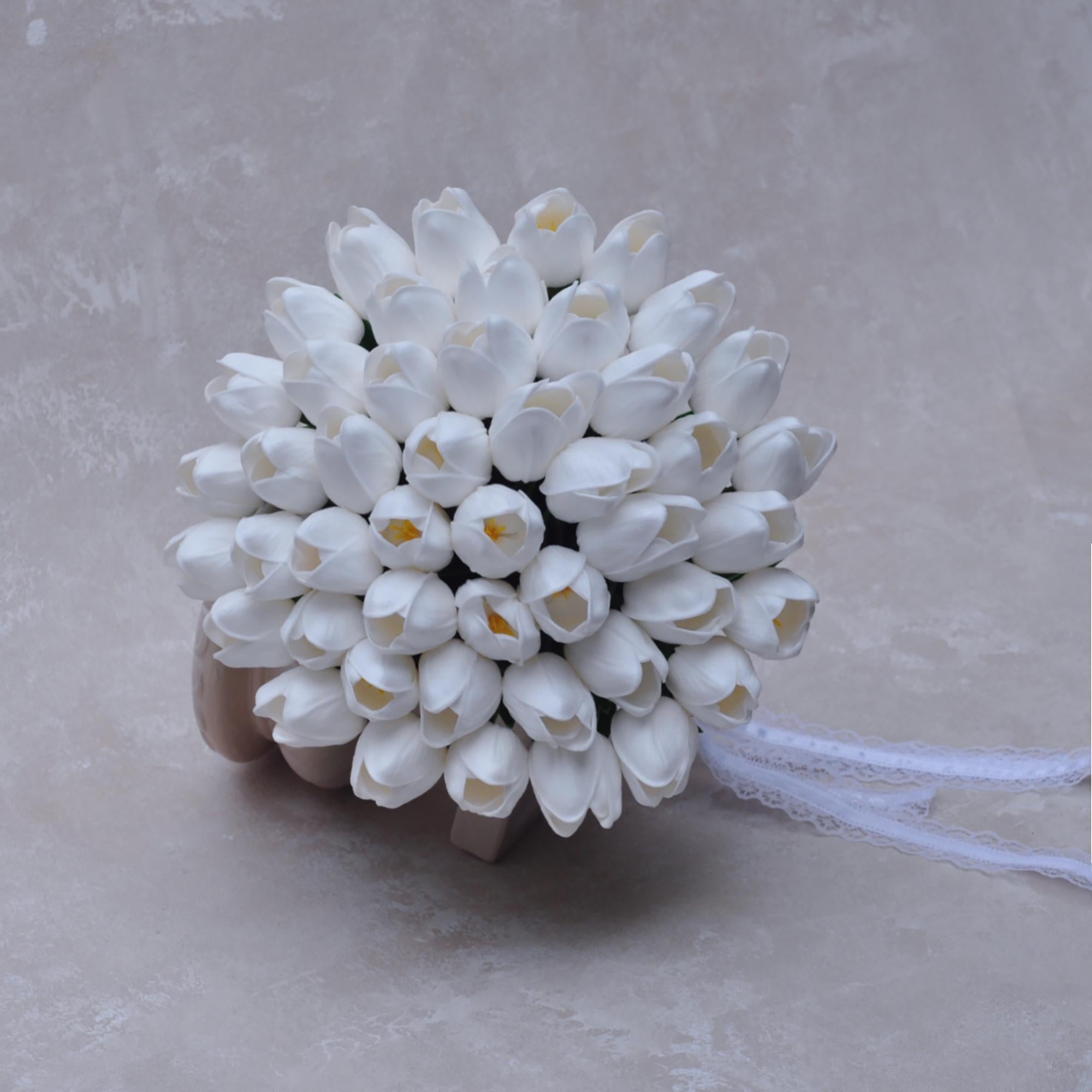 Elegant Cream White Tulip Bridal Bouquet - Perfect For Bridesmaid Bouquet, Rustic Wild Tulip Wedding Bouquet, White Tulip Bridal Accessories