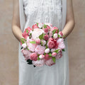 Silk Dusty Pink Peony Bouquet, Self Dyed Dusty Pink Wedding Bouquet, Double Peony Bouquet, Rustic Peony Bouquet, Princess Peony Gift For Her