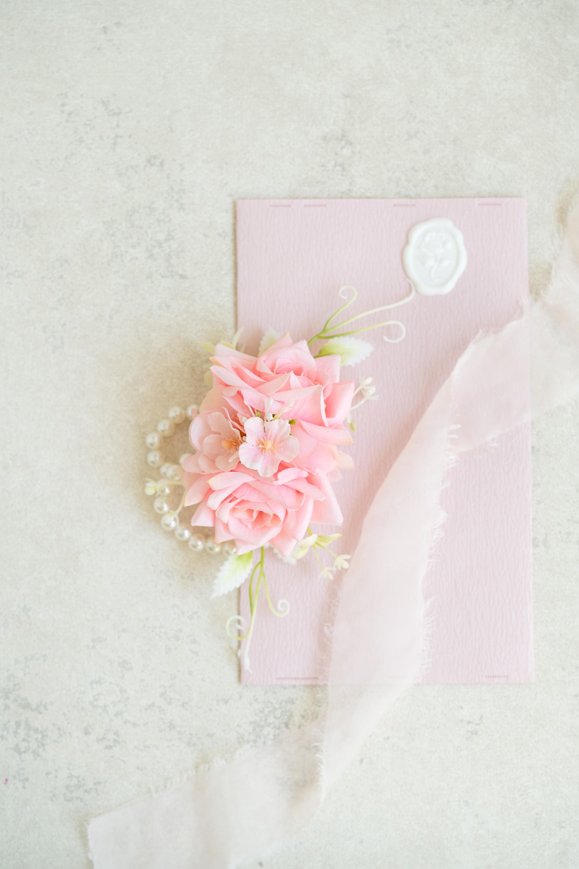 Classic Pink Rose Pearl Bracelet Wrist Corsage Gift for Her Rustic Wedding Bridal Accessories, Bridesmaid Gift, Prom Gift, Beach Swag