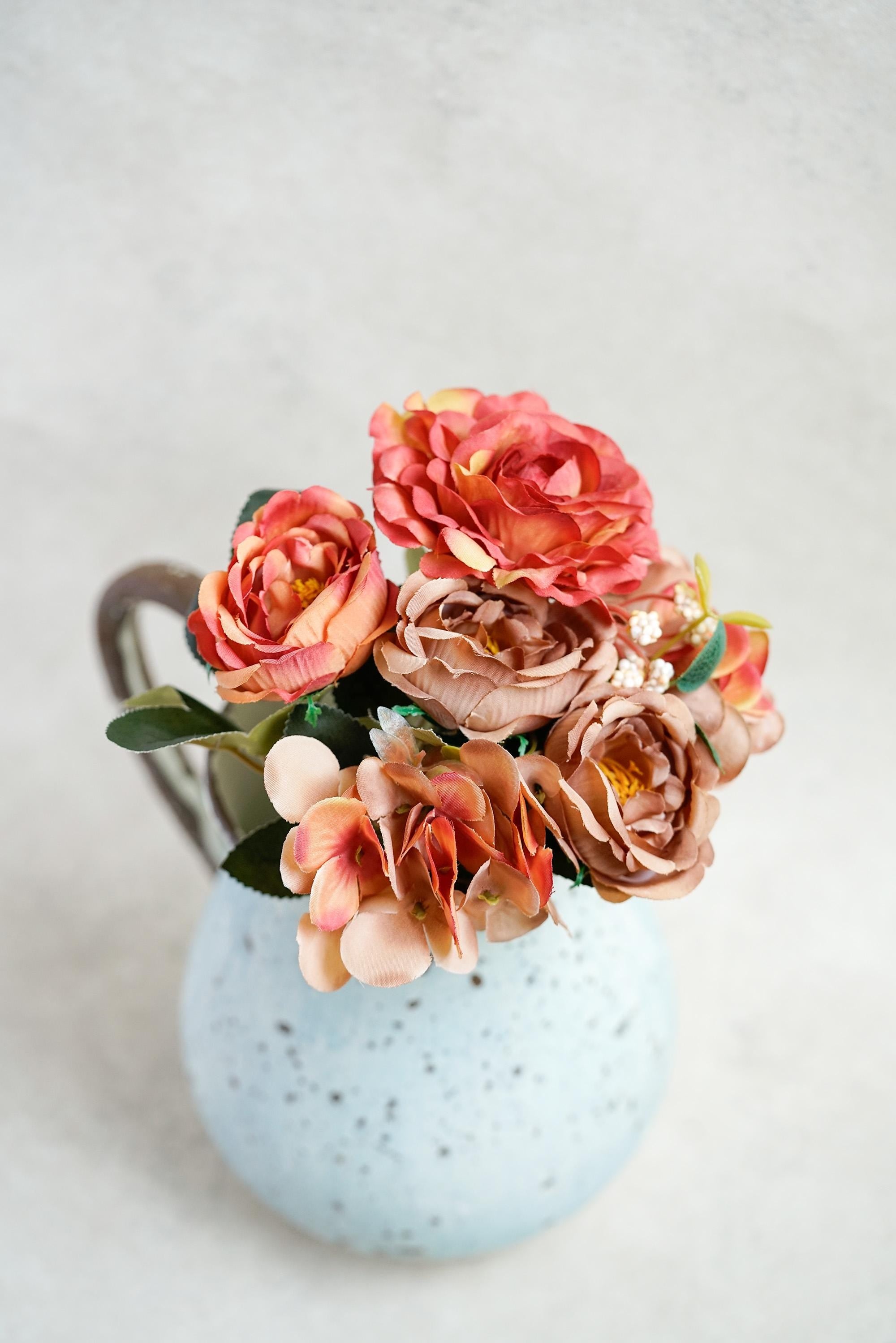 11.8'' Rose & Peony Flower Stem - Home Decor Flower, Fake Flower Bouquet, Silk Faux Plant, DIY Wedding Floral Arrangements, Outdoor Decor
