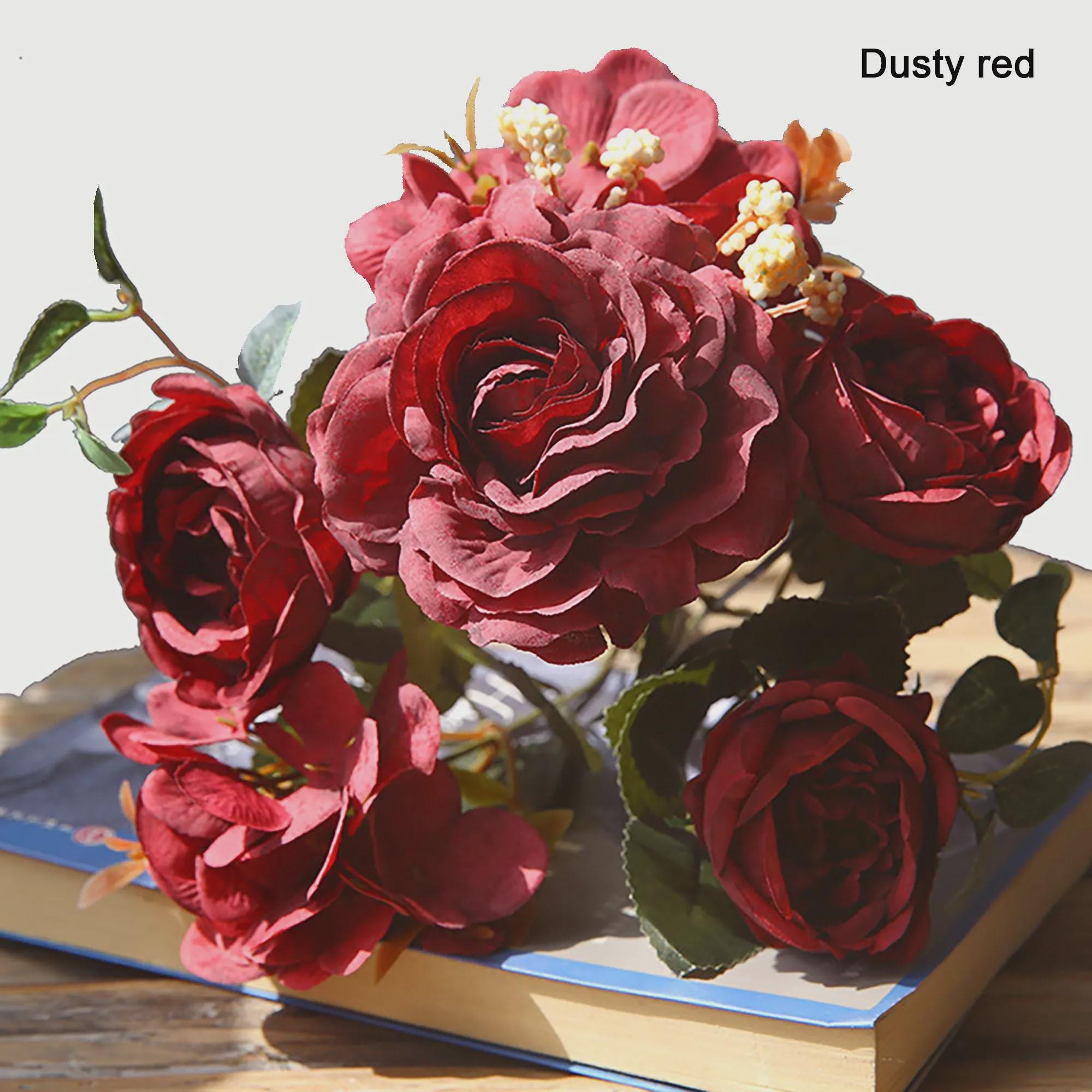 11.8'' Rose & Peony Flower Stem - Home Decor Flower, Fake Flower Bouquet, Silk Faux Plant, DIY Wedding Floral Arrangements, Outdoor Decor