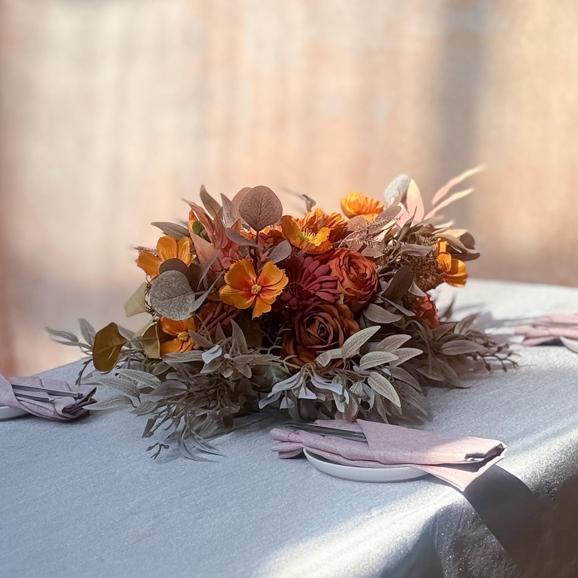 Retro Autumn Withered Yellow Rose Wedding Arch, Fall Sunflower Aisle Runner, Gift for Her, Home Decor, Wedding, Table Centerpiece