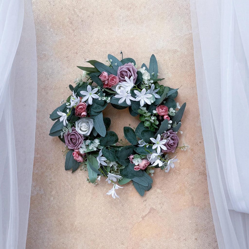 Customized Dusty Pink Wood Wedding Arch, Rustic White Ceremony Arbor Decor, Wreath Garland Arch Gift for Her Aisle Decor, Beach Wedding Swag