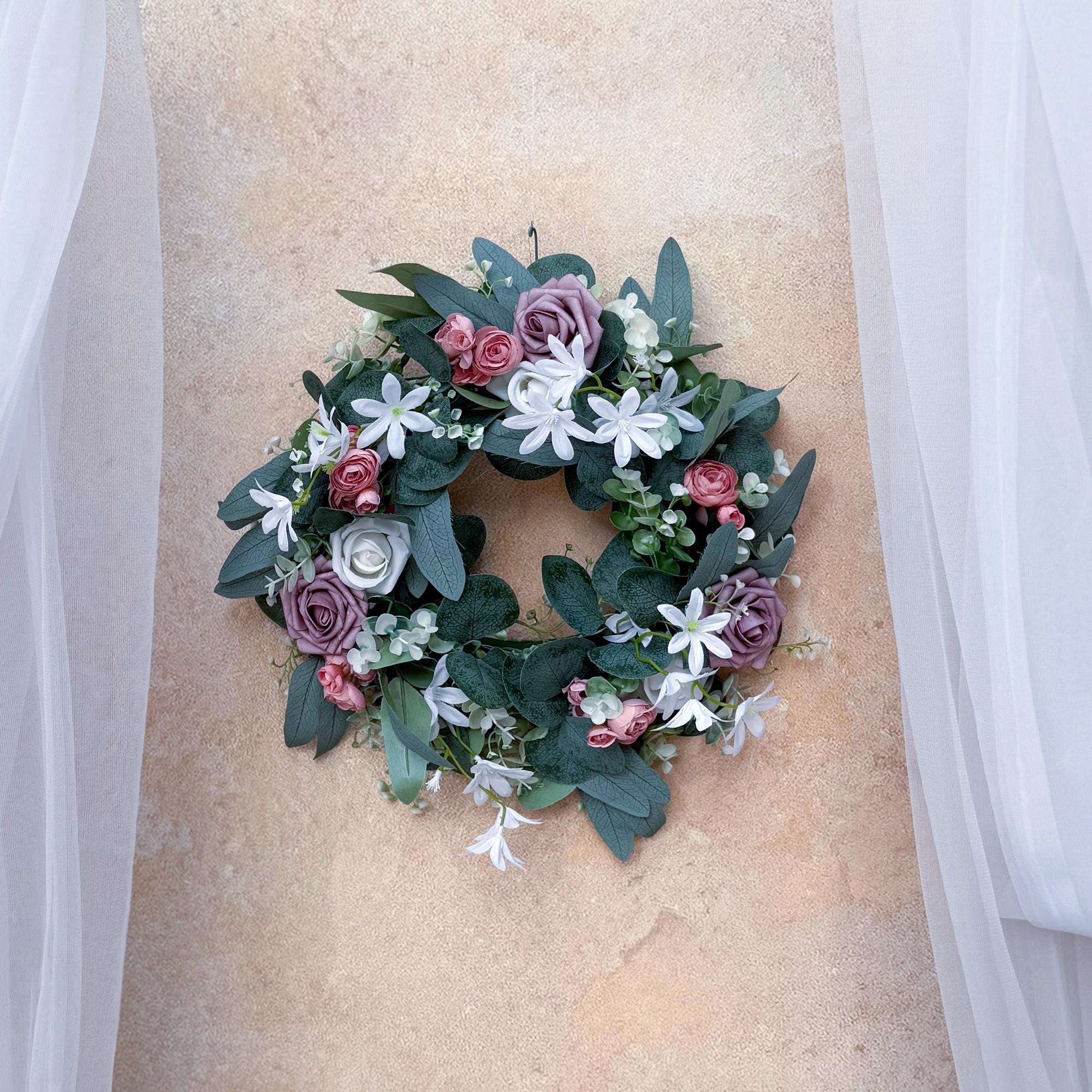 Customized Dusty Pink Wood Wedding Arch, Rustic White Ceremony Arbor Decor, Wreath Garland Arch Gift for Her Aisle Decor, Beach Wedding Swag
