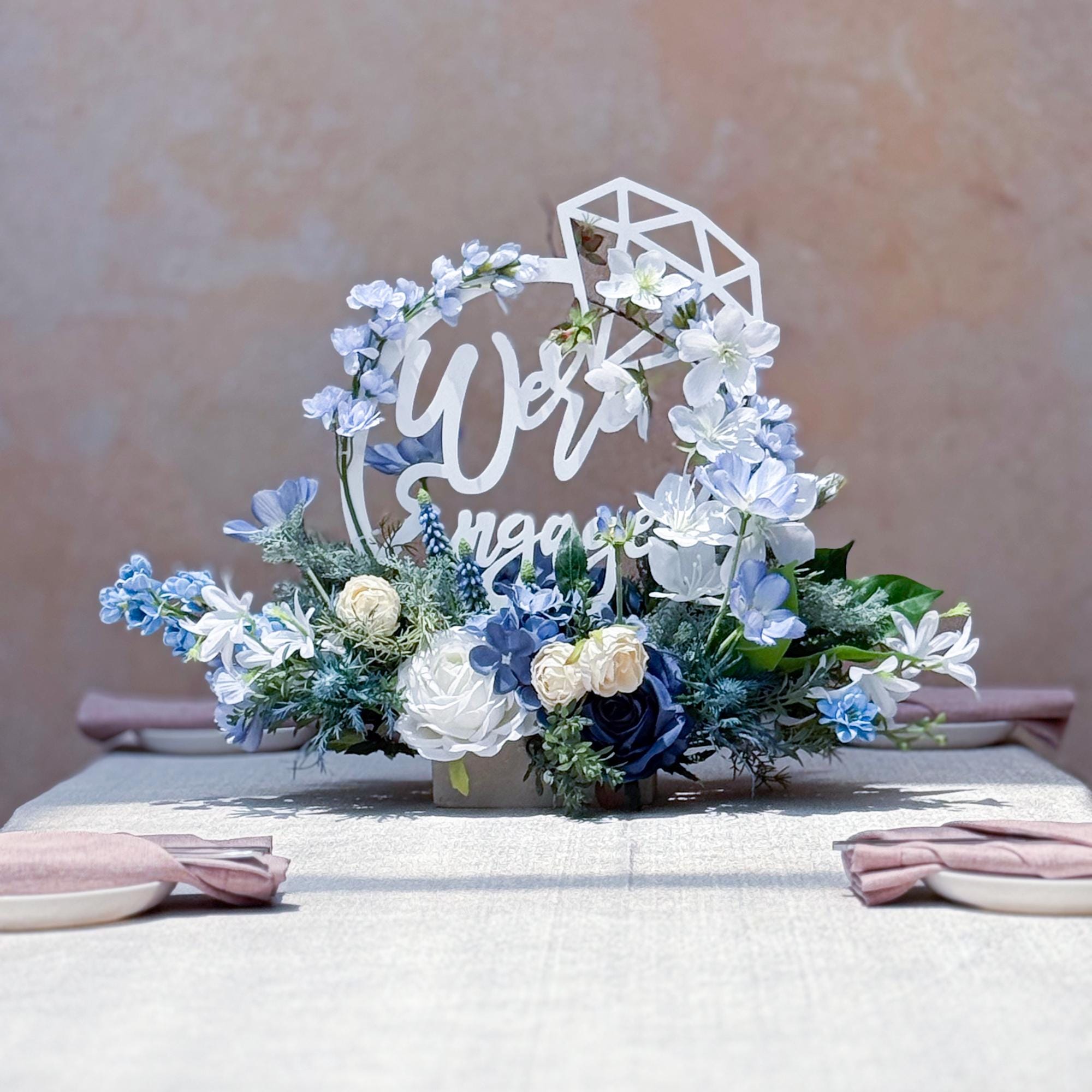 Acrylic We Are Engaged Ceremony Table Centerpiece Gift, Something Blue Gift, Bachelorette Party Decor, Engaged Table,Wall Decor Gift for Her