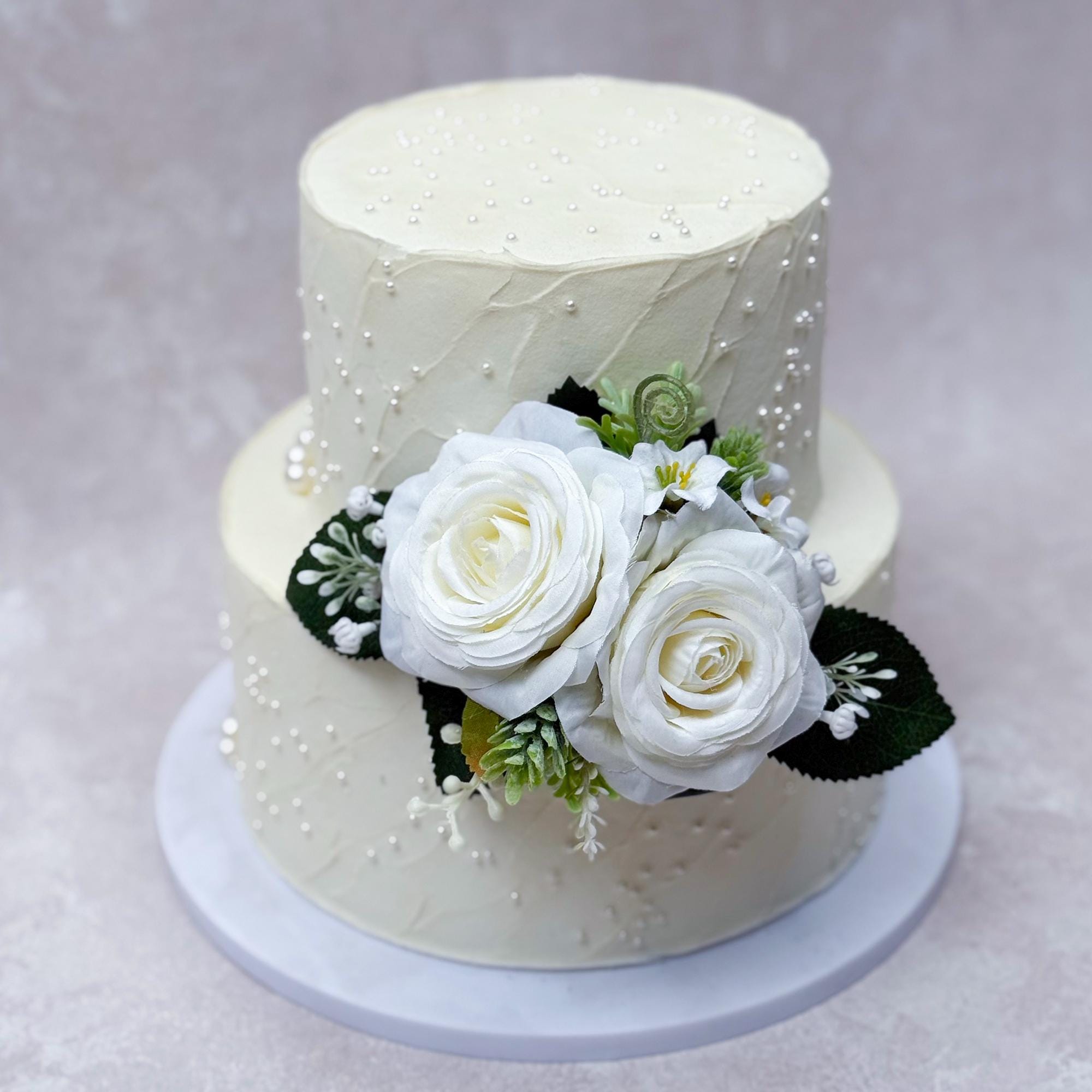 Elegant Round Pearl Rose Bouquet – Custom Bridal Party Accessories, Bridesmaid Bouquet Gift, Corsage For Mom, Boutonniere, Cake Topper