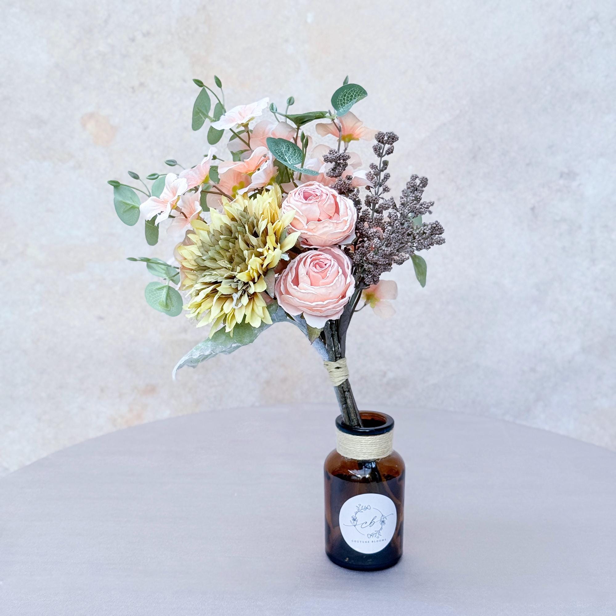 Burnt Coral Peony Sunflower Flower Bouquet, Autumn Peony Rose Bouquet, Gift for Her, Home Decor, Wedding Flower Work, DIY Table Centerpiece