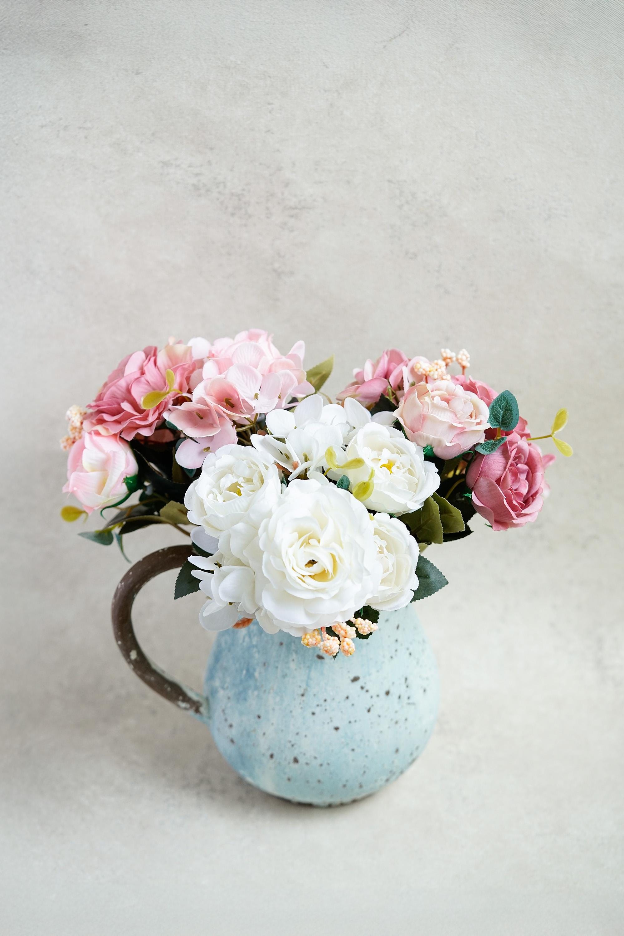 11.8'' Rose & Peony Flower Stem - Home Decor Flower, Fake Flower Bouquet, Silk Faux Plant, DIY Wedding Floral Arrangements, Outdoor Decor