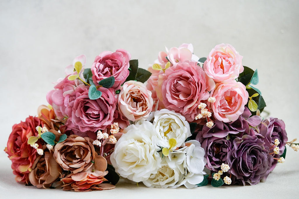 11.8'' Rose & Peony Flower Stem - Home Decor Flower, Fake Flower Bouquet, Silk Faux Plant, DIY Wedding Floral Arrangements, Outdoor Decor