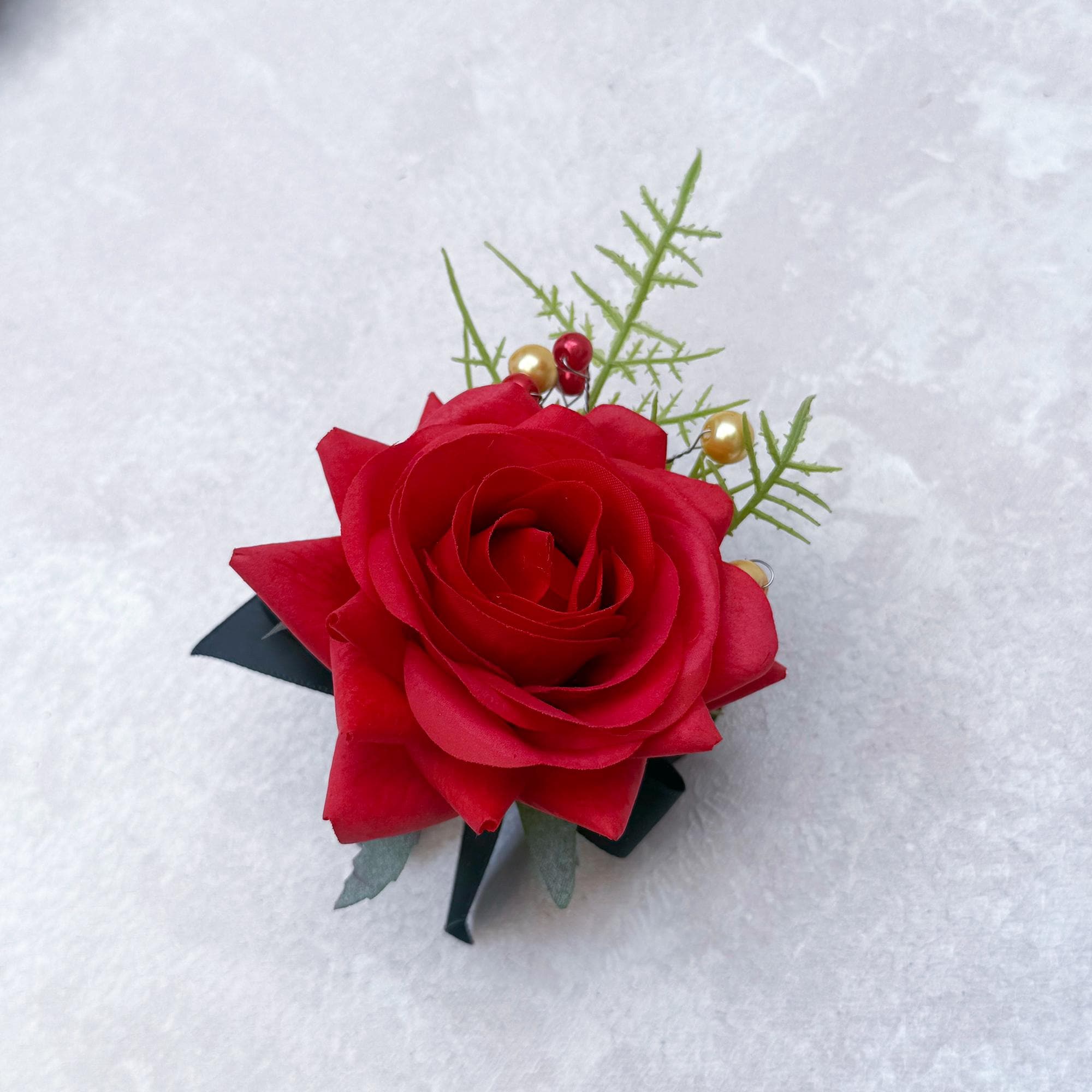Amazing Red Black Interlaced Rose Wrist Corsage Gift For Back To School Party Boutonniere, Bridesmaid Groom Boutonniere, Bridal Accessories