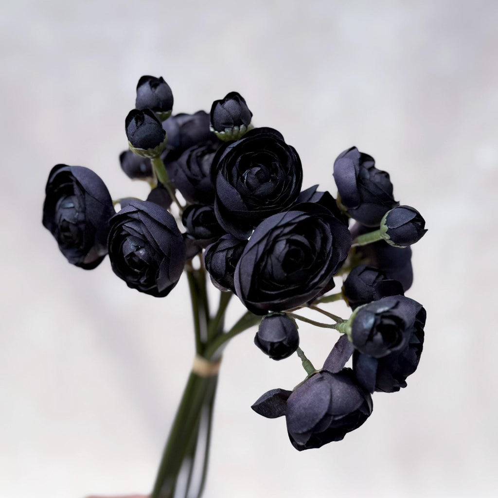 Black Rose Stems – Faux Flower Bundle Perfect For DIY Wedding Bouquet, Wreath Design, Silk Ranunculus Centerpiece, Crafts & Arrangements