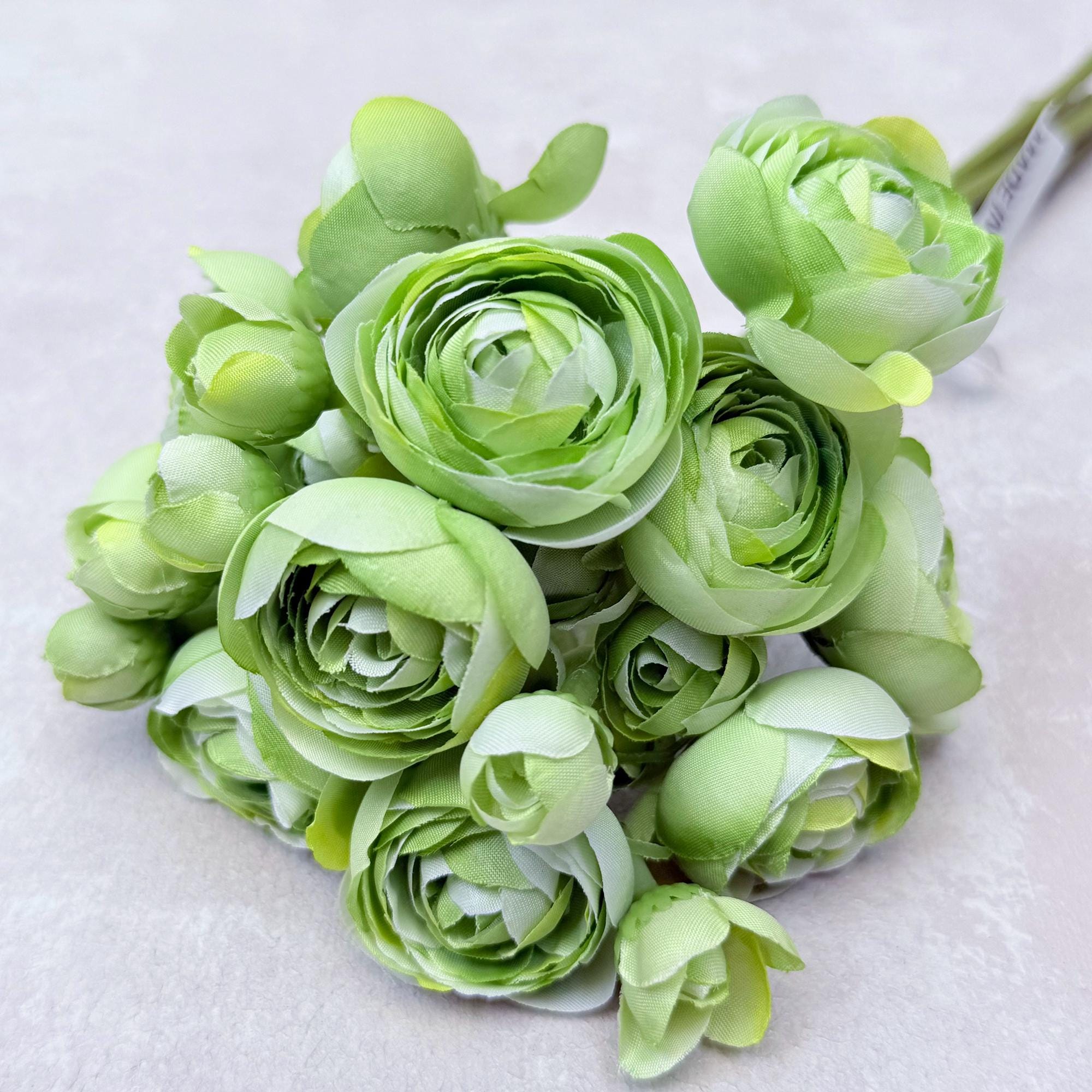 Spring Green Rose Stems – Faux Flower Bundle Perfect For DIY Wedding Bouquet, Wreath, Silk Ranunculus Centerpiece, Crafts & Arrangements