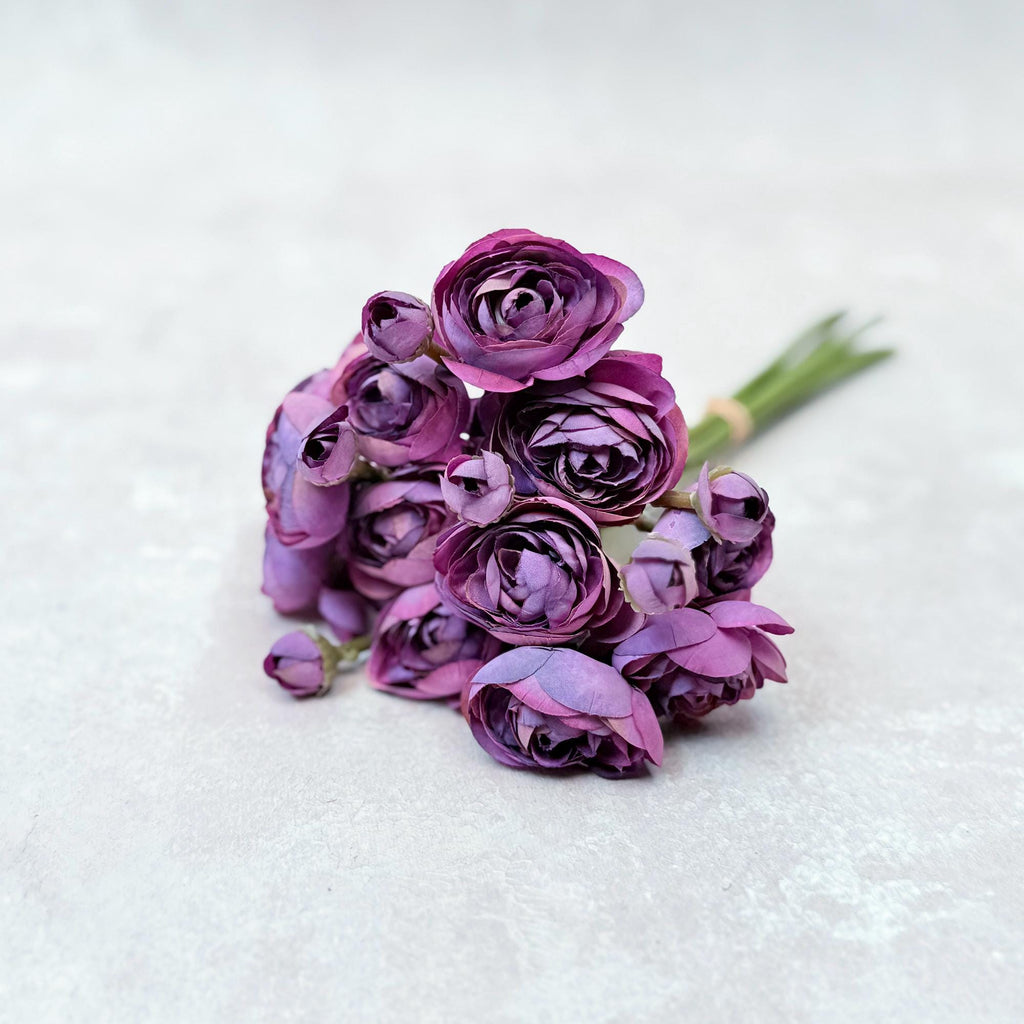 Royal Purple Rose Stems – Faux Flower Bundle Perfect For DIY Wedding Bouquet, Wreath, Silk Ranunculus Centerpiece, Crafts & Arrangements