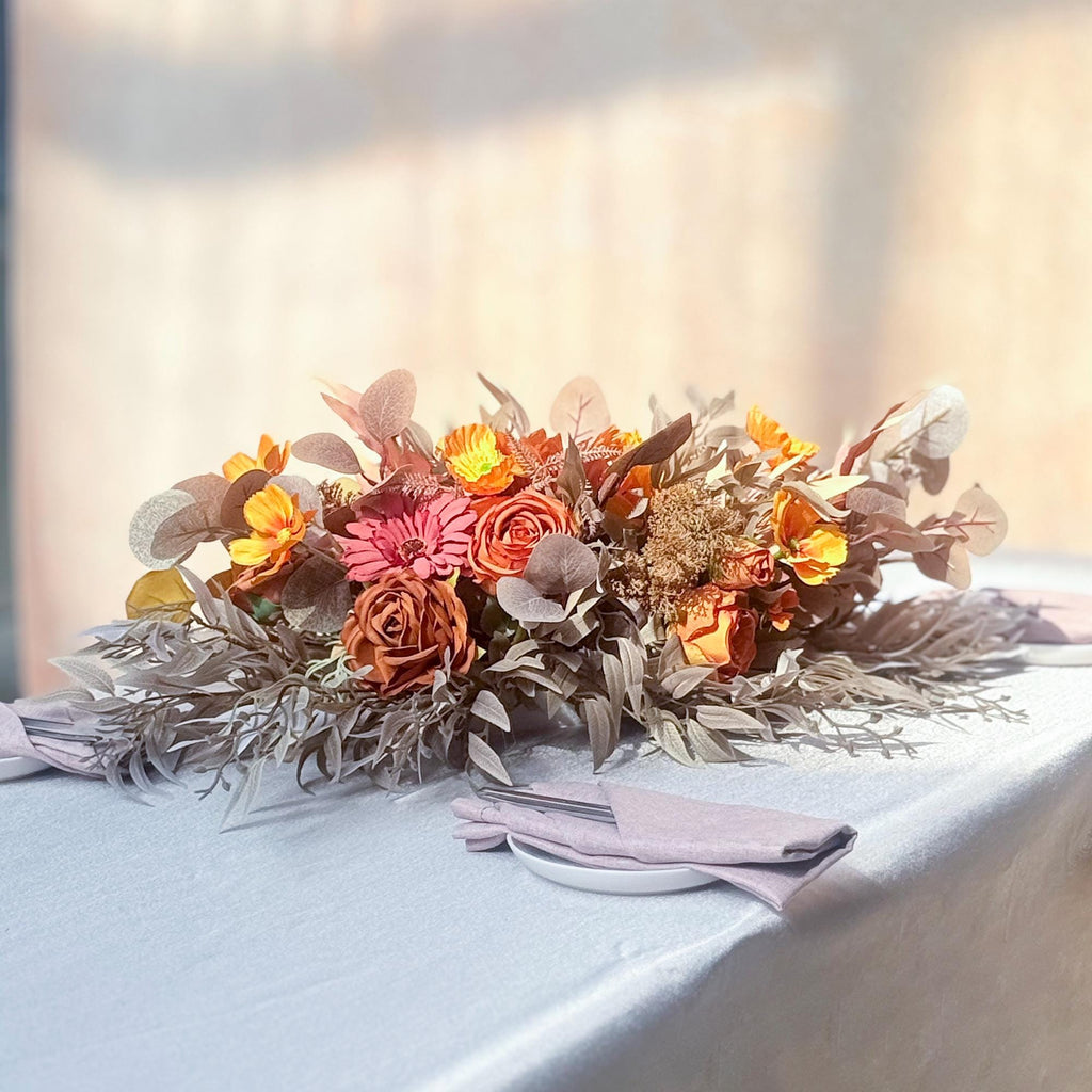 Retro Autumn Withered Yellow Rose Wedding Arch, Fall Sunflower Aisle Runner, Gift for Her, Home Decor, Wedding, Table Centerpiece