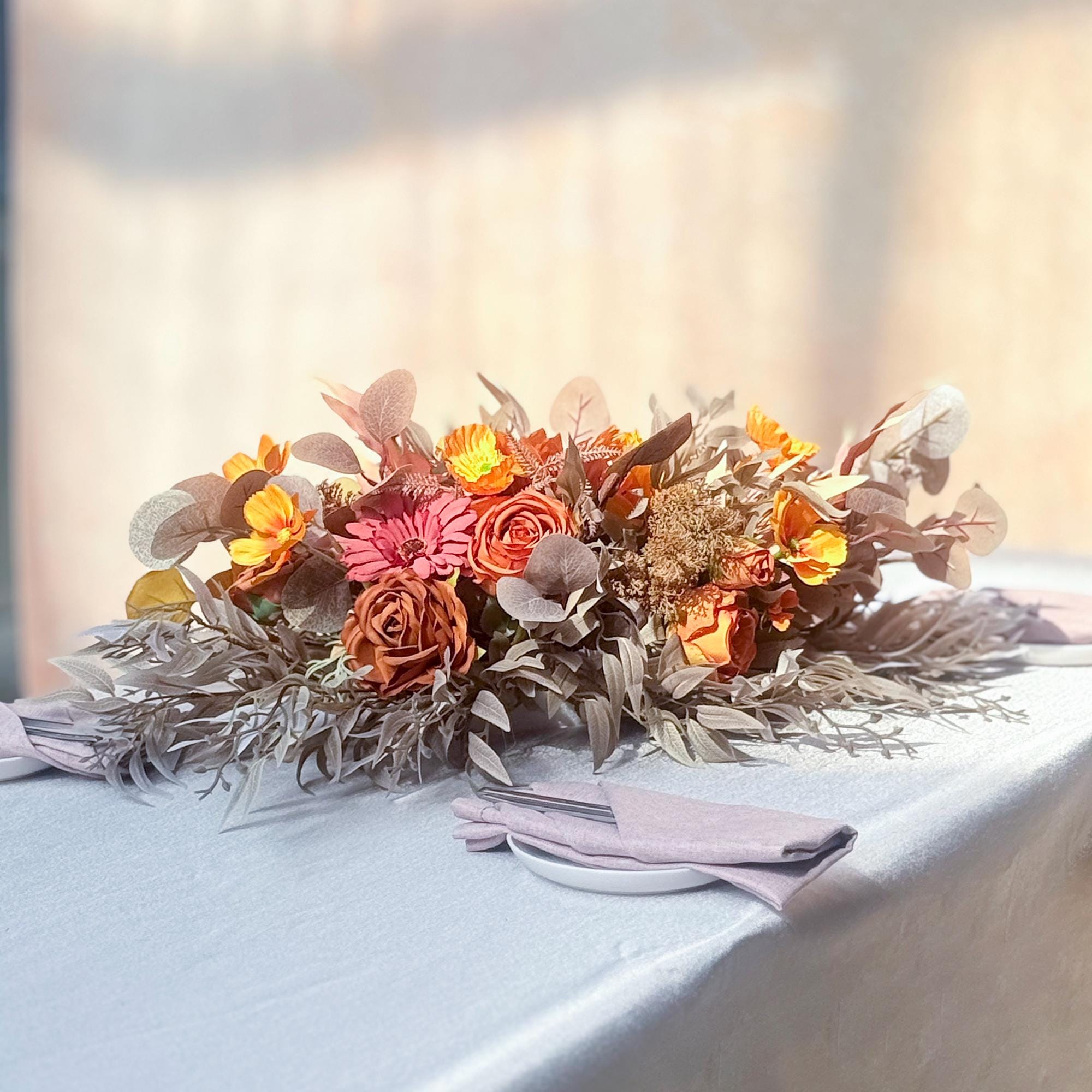 Retro Autumn Withered Yellow Rose Wedding Arch, Fall Sunflower Aisle Runner, Gift for Her, Home Decor, Wedding, Table Centerpiece
