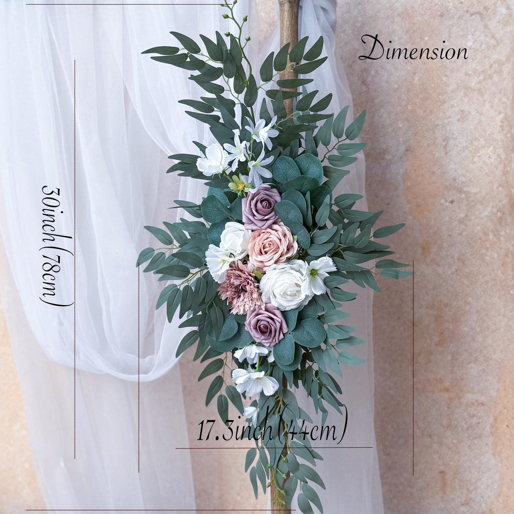 Customized Dusty Pink Wood Wedding Arch, Rustic White Ceremony Arbor Decor, Wreath Garland Arch Gift for Her Aisle Decor, Beach Wedding Swag