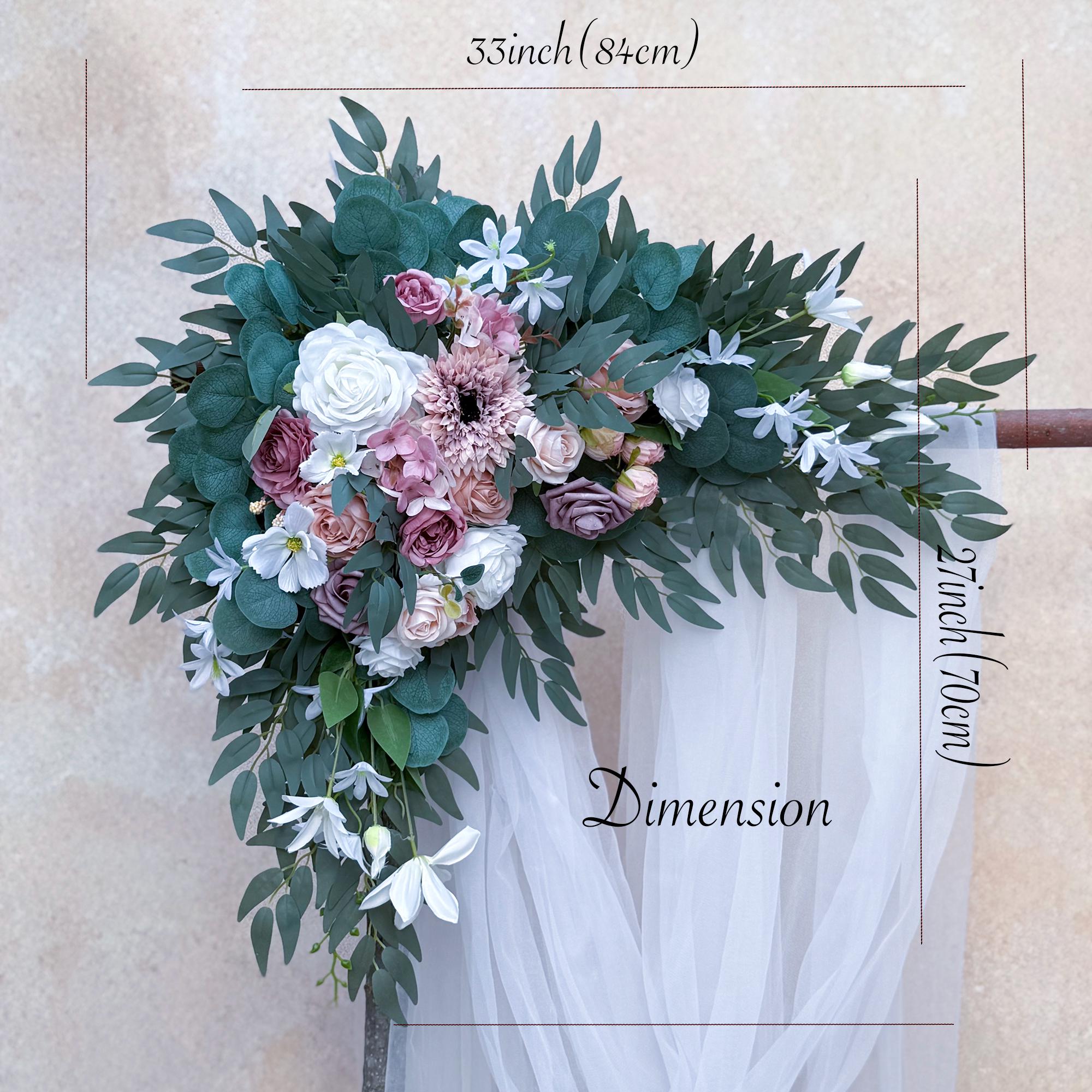 Customized Dusty Pink Wood Wedding Arch, Rustic White Ceremony Arbor Decor, Wreath Garland Arch Gift for Her Aisle Decor, Beach Wedding Swag