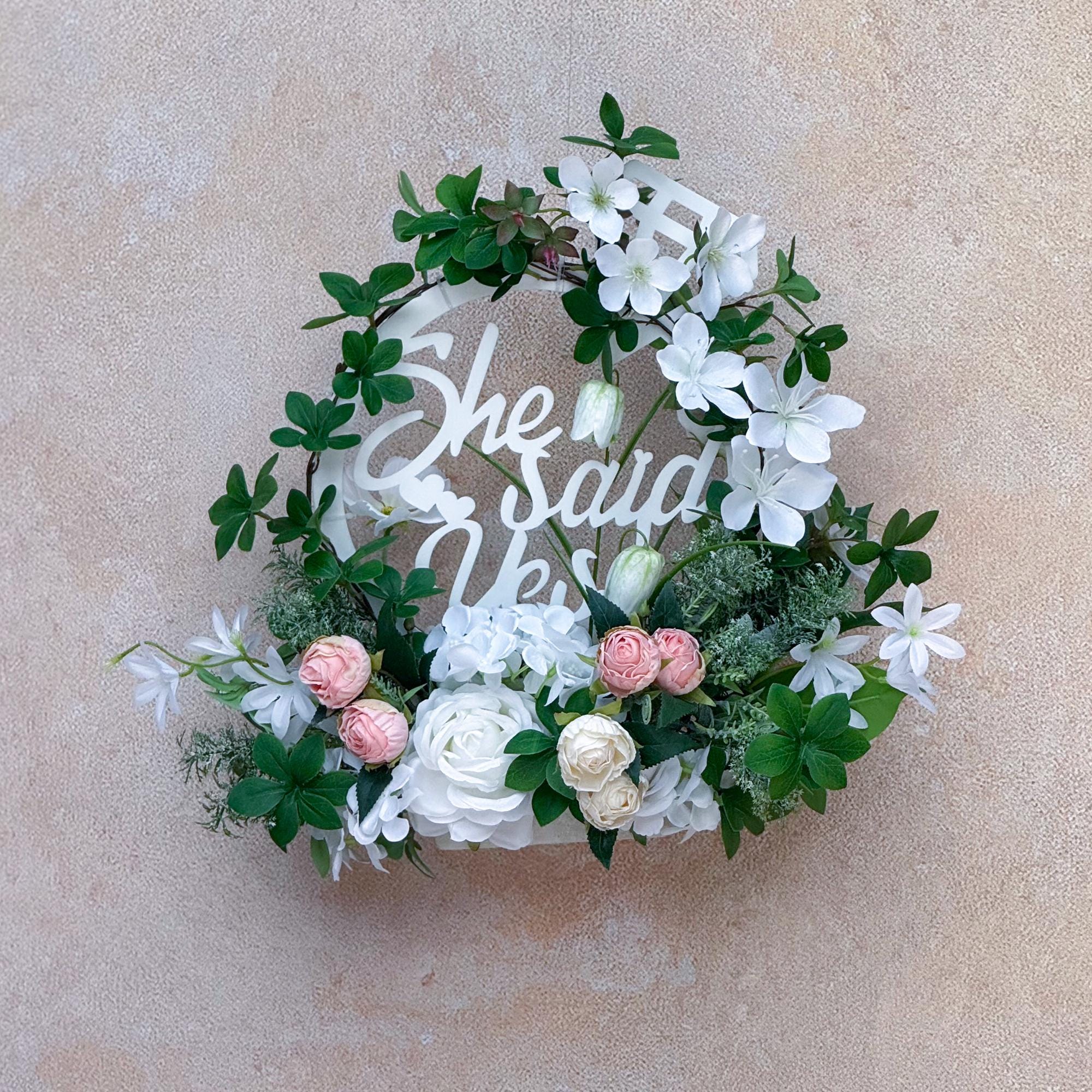 Acrylic She Said Yes Proposal Ceremony Table Runner Bachelor Party Gift Box, She Said Yes Banner Gift for Her Bridal Shower, Wall Decor Idea
