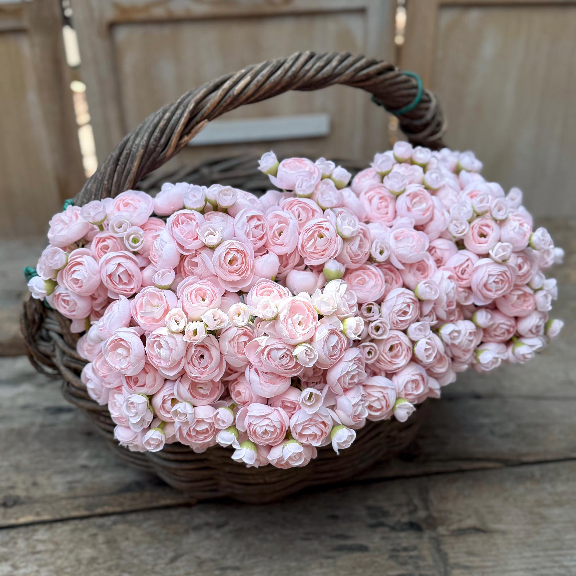 Light Pink Rose Stems – Faux Flower Bundle Perfect For DIY Wedding Bouquet, Wreath, Silk Ranunculus Centerpiece, Crafts & Arrangements