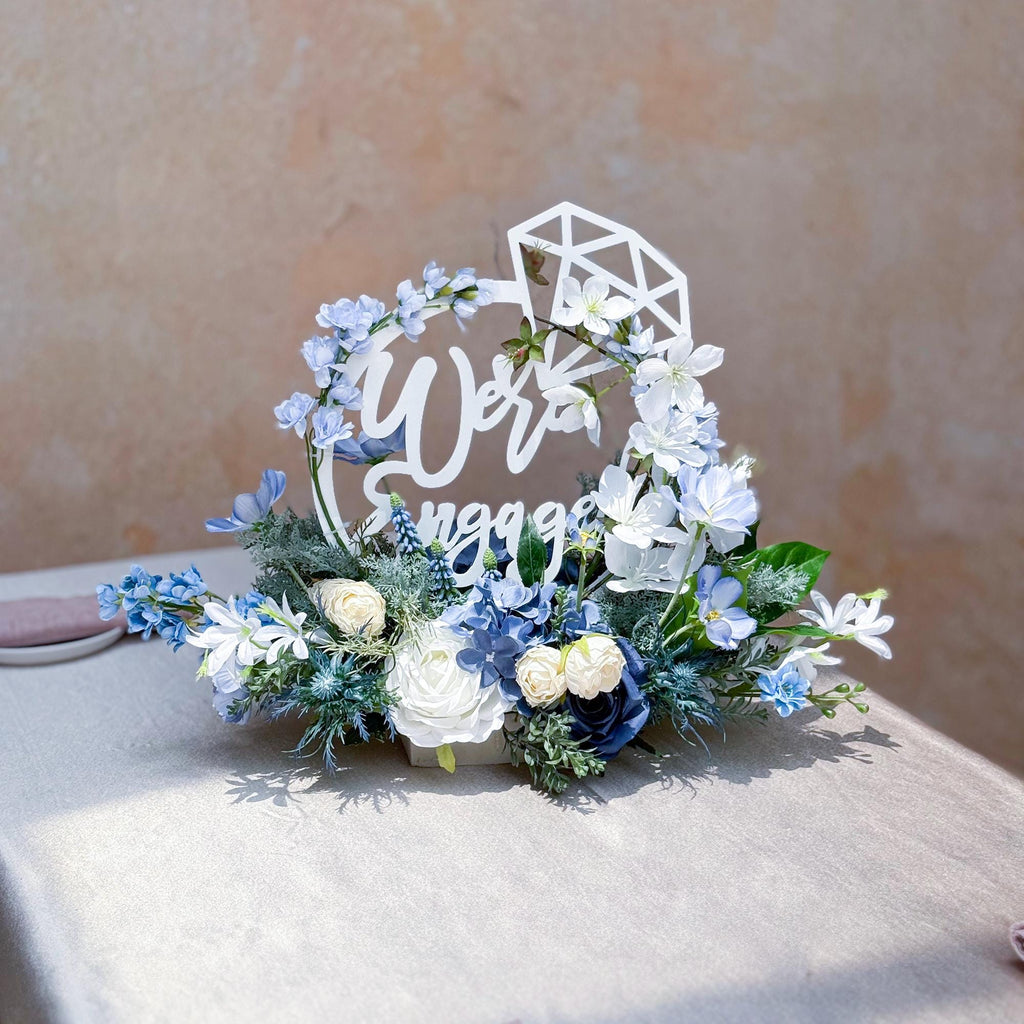 Acrylic We Are Engaged Ceremony Table Centerpiece Gift, Something Blue Gift, Bachelorette Party Decor, Engaged Table,Wall Decor Gift for Her
