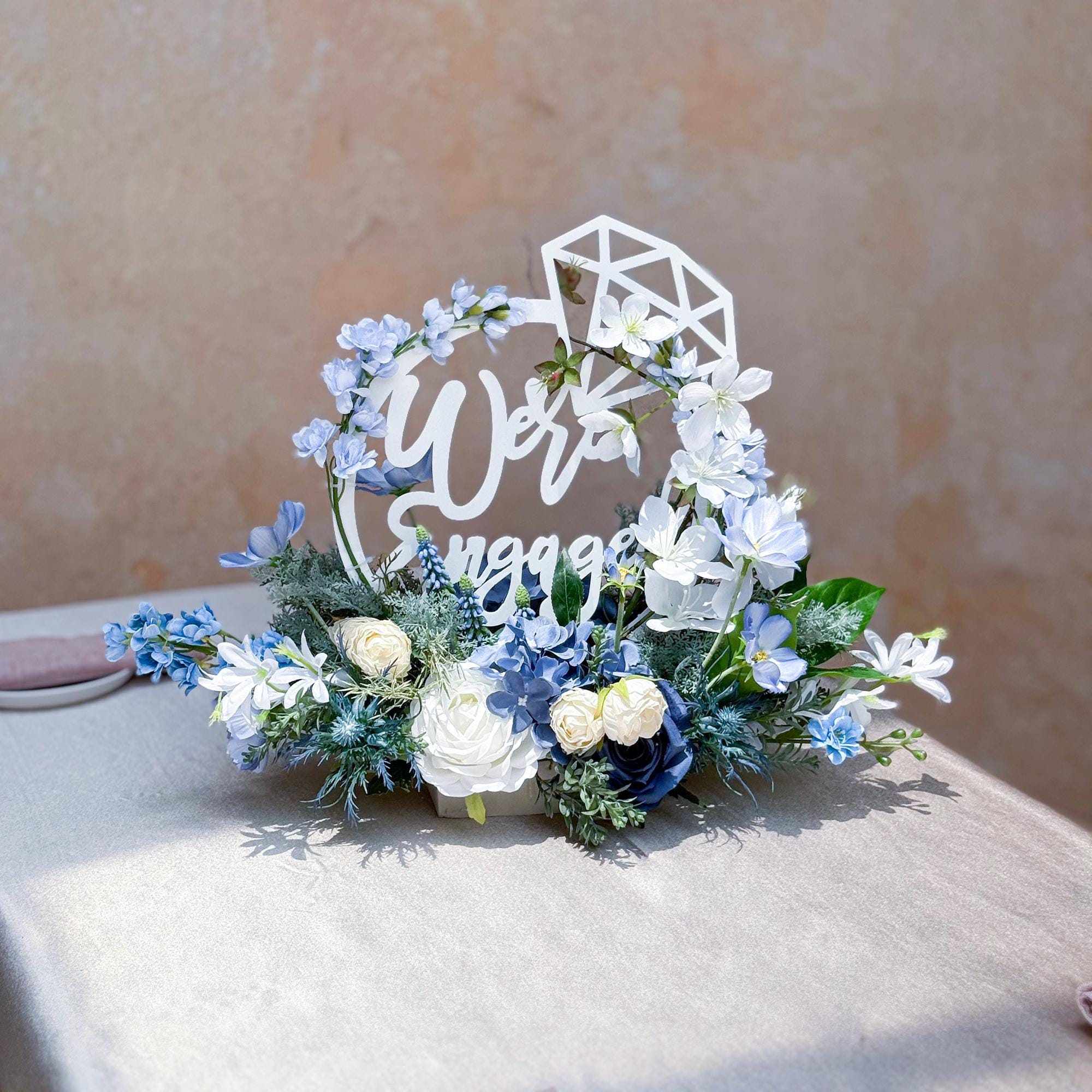 Acrylic We Are Engaged Ceremony Table Centerpiece Gift, Something Blue Gift, Bachelorette Party Decor, Engaged Table,Wall Decor Gift for Her