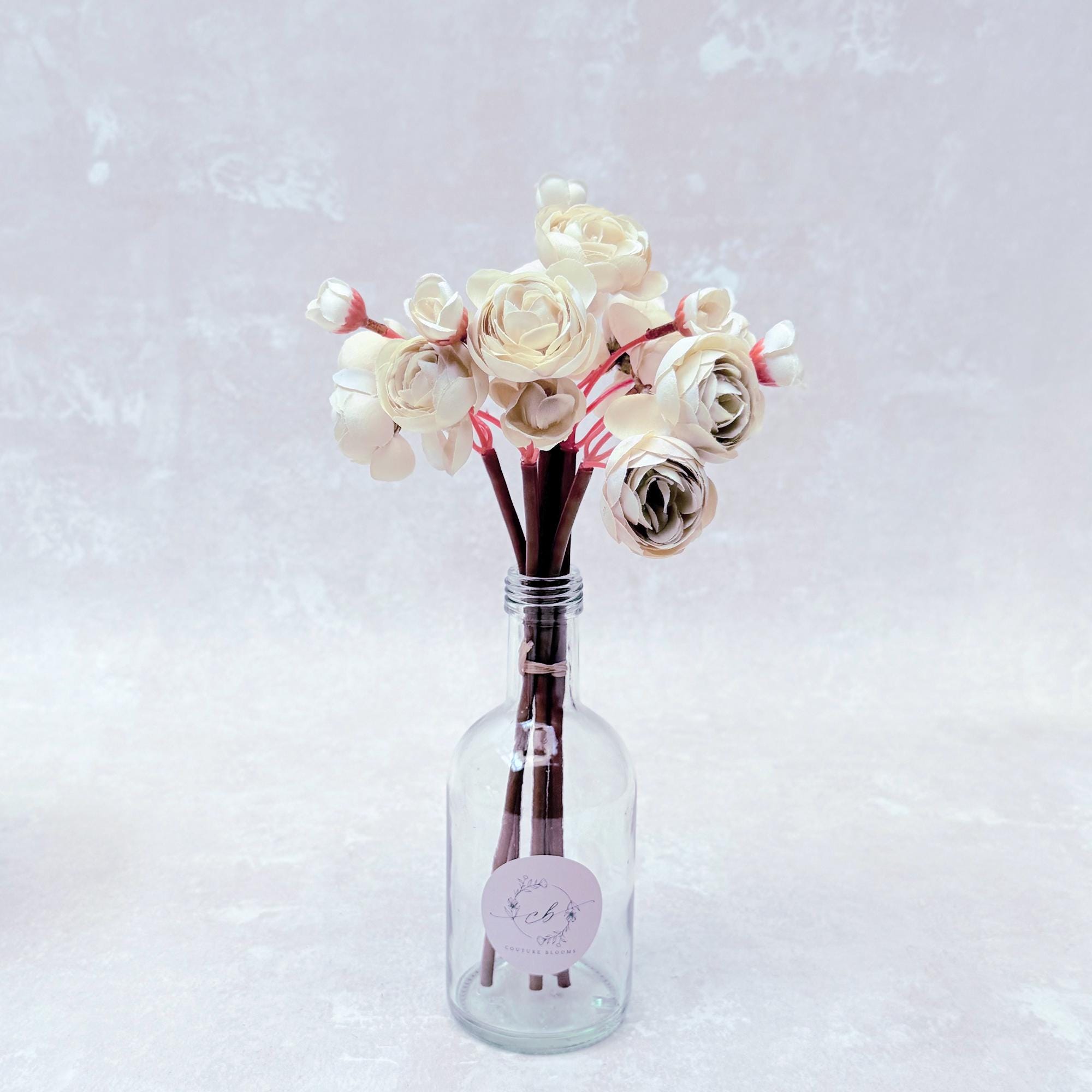 Ivory White Rose Stems – Faux Flower Bundle Perfect For DIY Wedding Bouquet, Wreath, Silk Ranunculus Centerpiece, Crafts & Arrangements