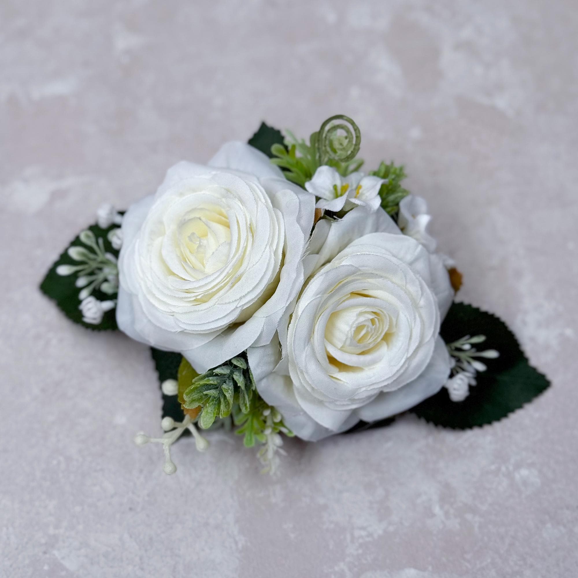 Elegant Round Ivory Rose Bouquet – Custom Bridal Party Accessories, Bridesmaid Bouquet Gift, Mother Corsage, Boutonniere, Cake Topper