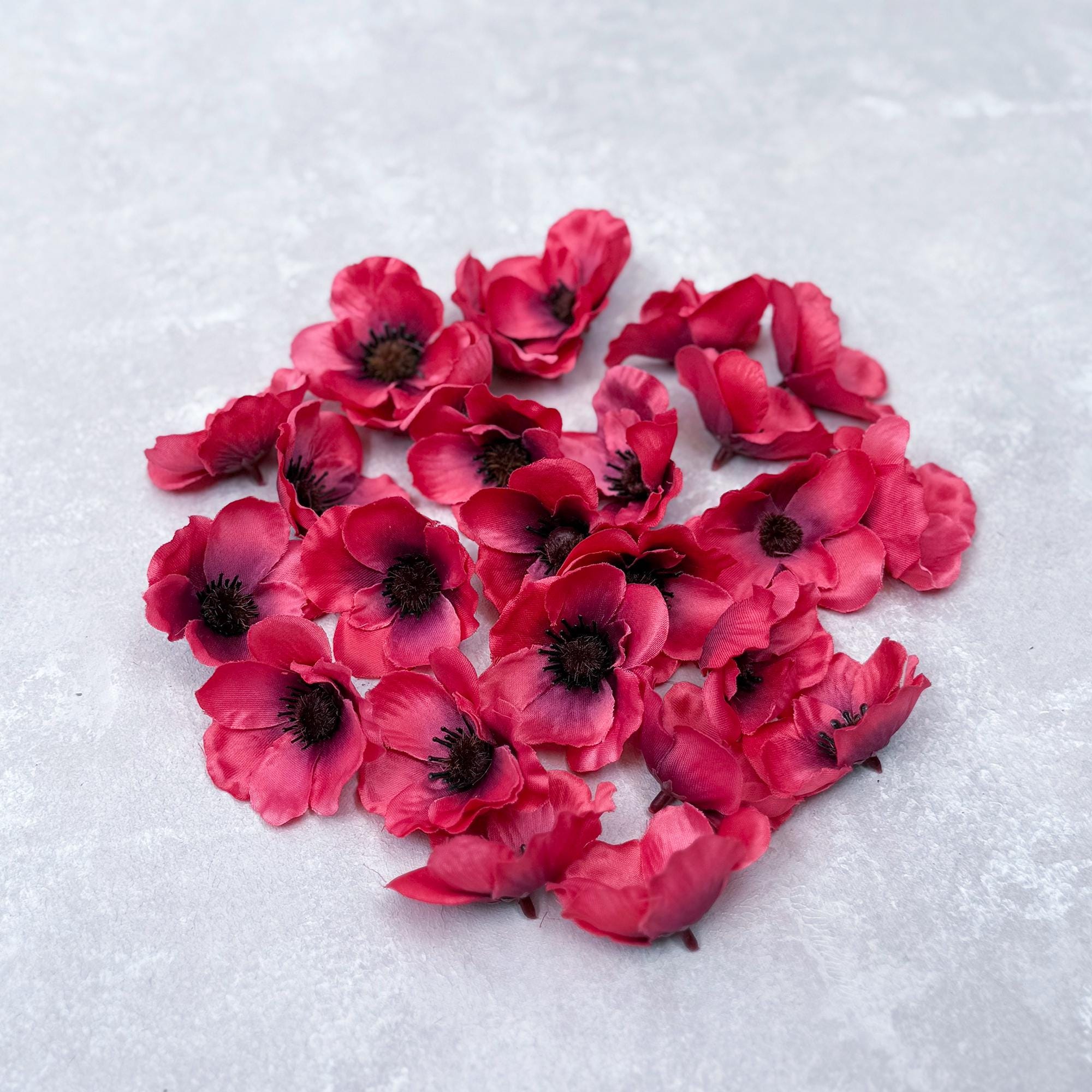 25 Red Cosmos Flower Head - Wedding Aisle Decor, Cake Topper, Flower Girl Basket Petals, DIY Silk Fake Flower Confetti, Fireplace mantel
