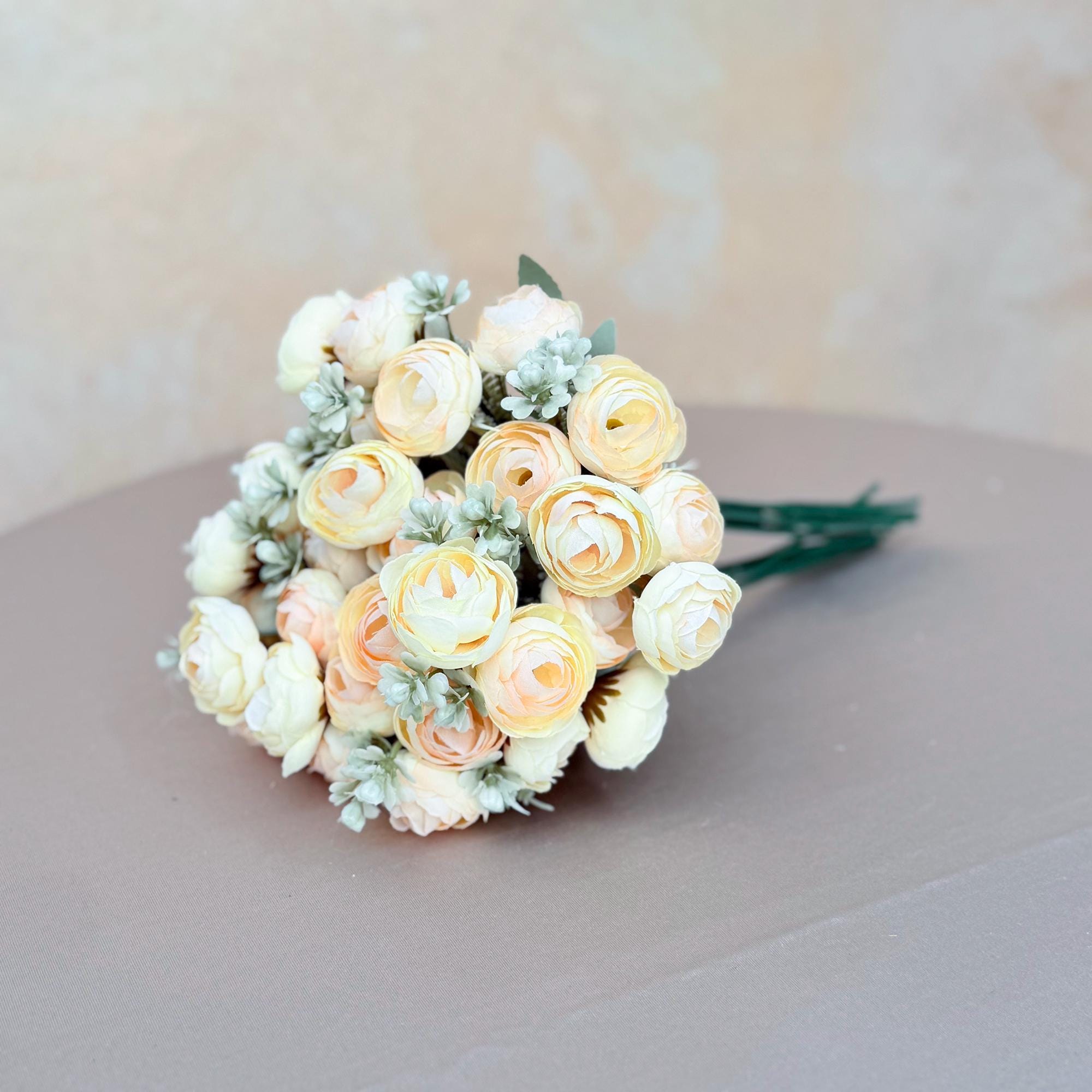 DIY Champagne Bridal Bouquet with Elegant Roses - Bridal accessories, Beach Wedding Bridesmaid Bouquet,Personalized Gift Ideas,Home Decor